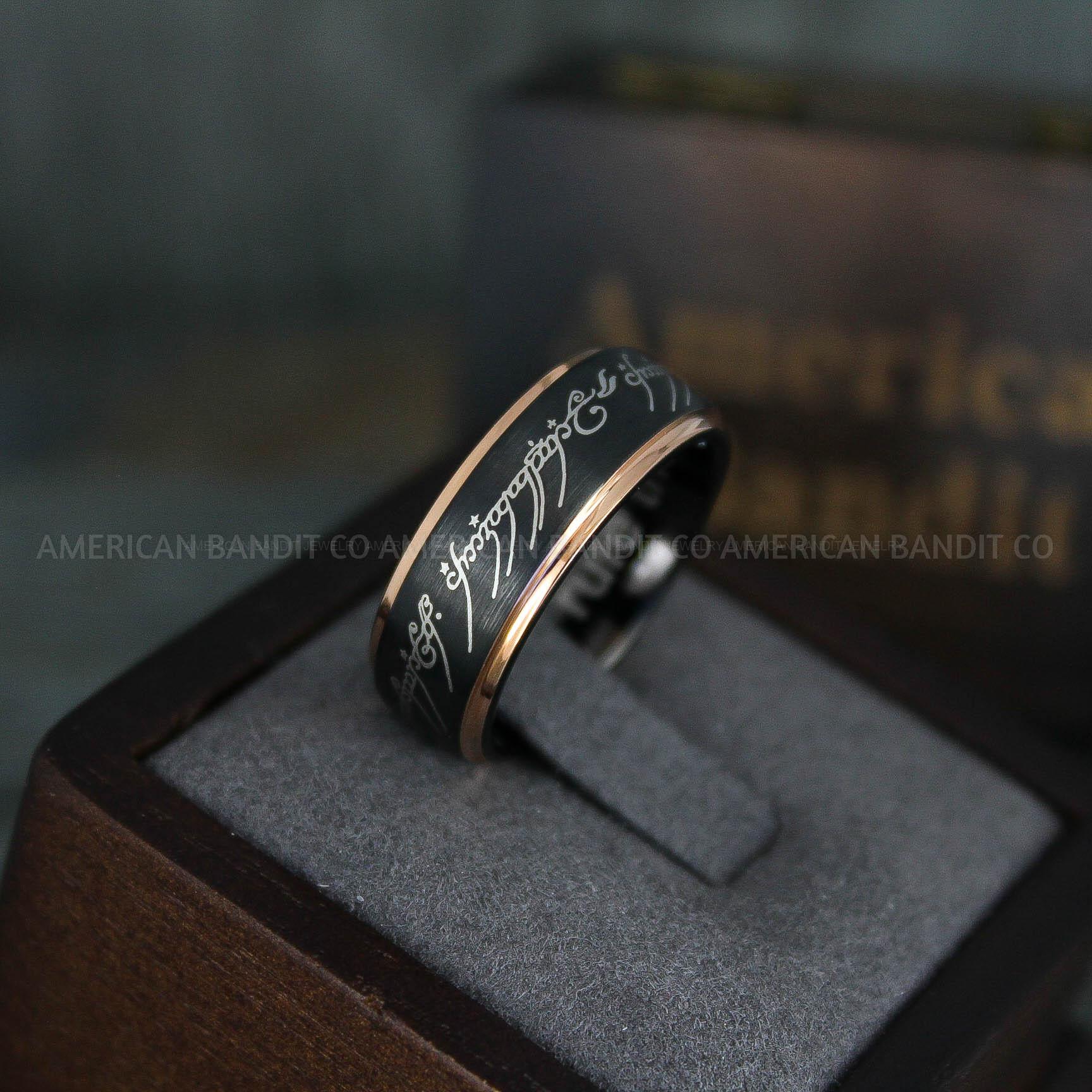 IMG_5989 Elvish Ring, Elvish Wedding Ring, Elvish Wedding Band, Elvish Jewelry, Black Wedding Ring - Image 1