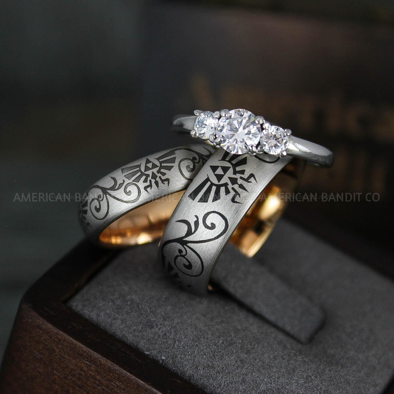 IMG_5998 Zelda Rings, Zelda Wedding Rings, Gamer Rings, Gamer Jewelry, Zelda Wedding Bands, Gamer Wedding Rings, Gunmetal Wedding Rings - Image 1