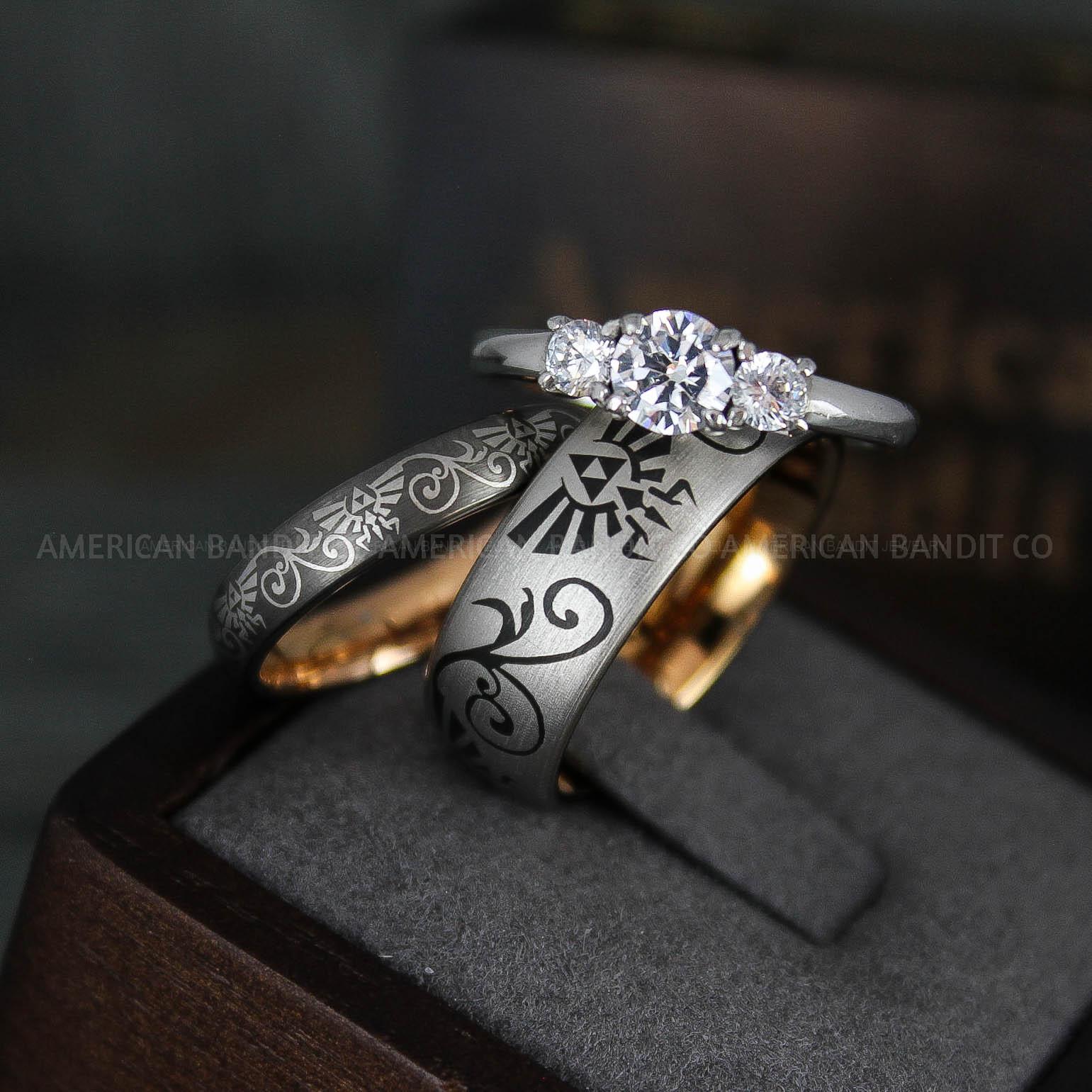 IMG_6000 Zelda Rings, Zelda Wedding Rings, Gamer Rings, Gamer Jewelry, Zelda Wedding Bands, Gamer Wedding Rings, Gunmetal Wedding Rings - Image 1