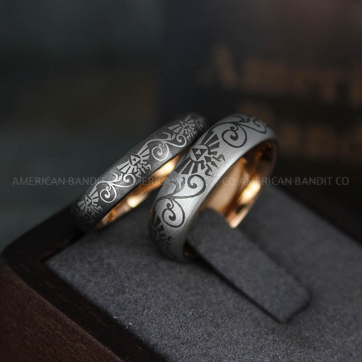 IMG_6001 Zelda Rings, Zelda Wedding Rings, Gamer Rings, Gamer Jewelry, Zelda Wedding Bands, Gamer Wedding Rings, Gunmetal Wedding Rings - Image 1
