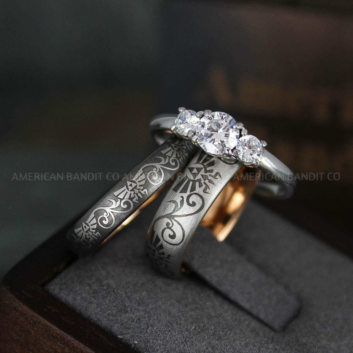 IMG_6002 Zelda Rings, Zelda Wedding Rings, Gamer Rings, Gamer Jewelry, Zelda Wedding Bands, Gamer Wedding Rings, Gunmetal Wedding Rings - Image 1