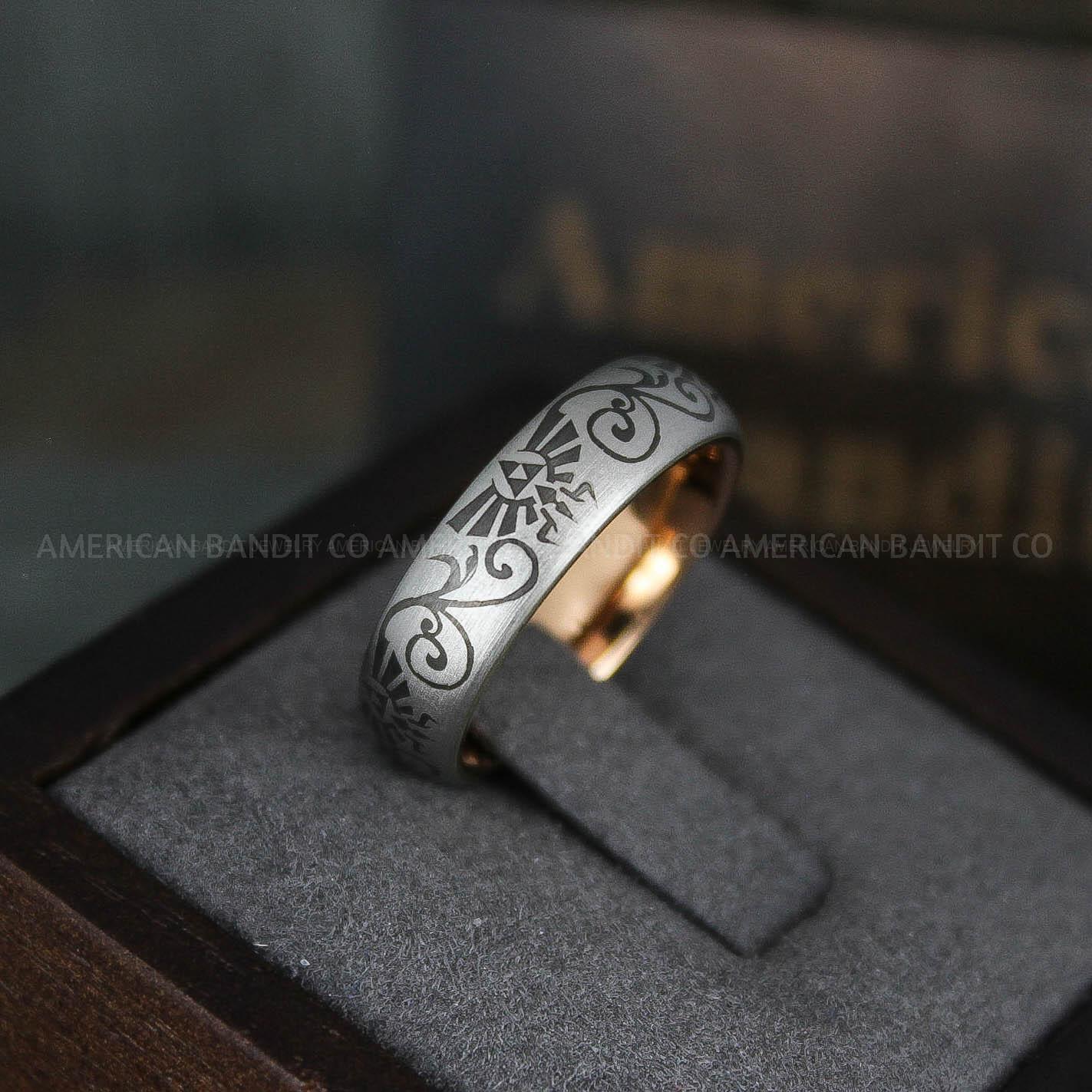 IMG_6005 Zelda Rings, Zelda Wedding Rings, Gamer Rings, Gamer Jewelry, Zelda Wedding Bands, Gamer Wedding Rings, Gunmetal Wedding Rings - Image 1