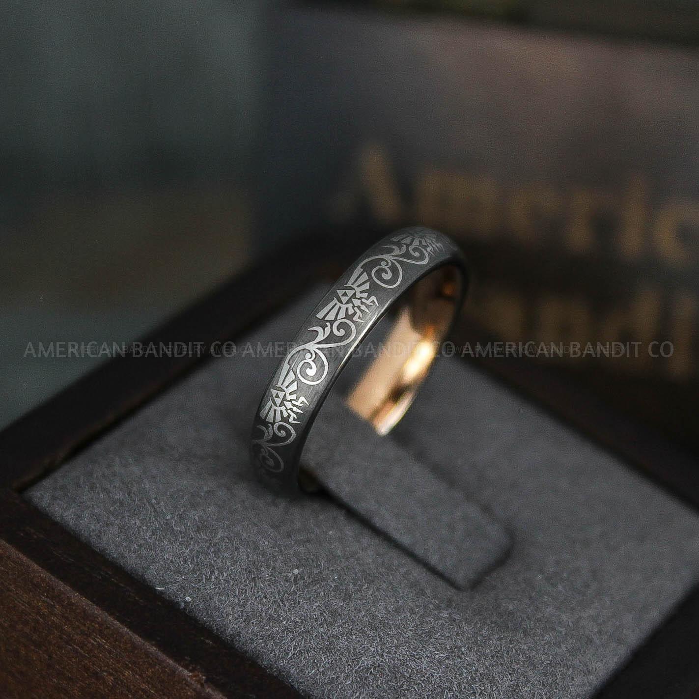 IMG_6006 Zelda Rings, Zelda Wedding Rings, Gamer Rings, Gamer Jewelry, Zelda Wedding Bands, Gamer Wedding Rings, Gunmetal Wedding Rings - Image 1