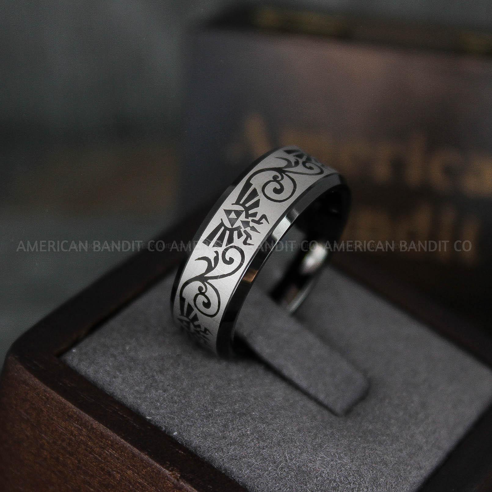 IMG_6007 Zelda Rings, Zelda Wedding Rings, Gamer Rings, Gamer Jewelry, Zelda Wedding Bands, Gamer Wedding Rings, Black Wedding Rings - Image 1