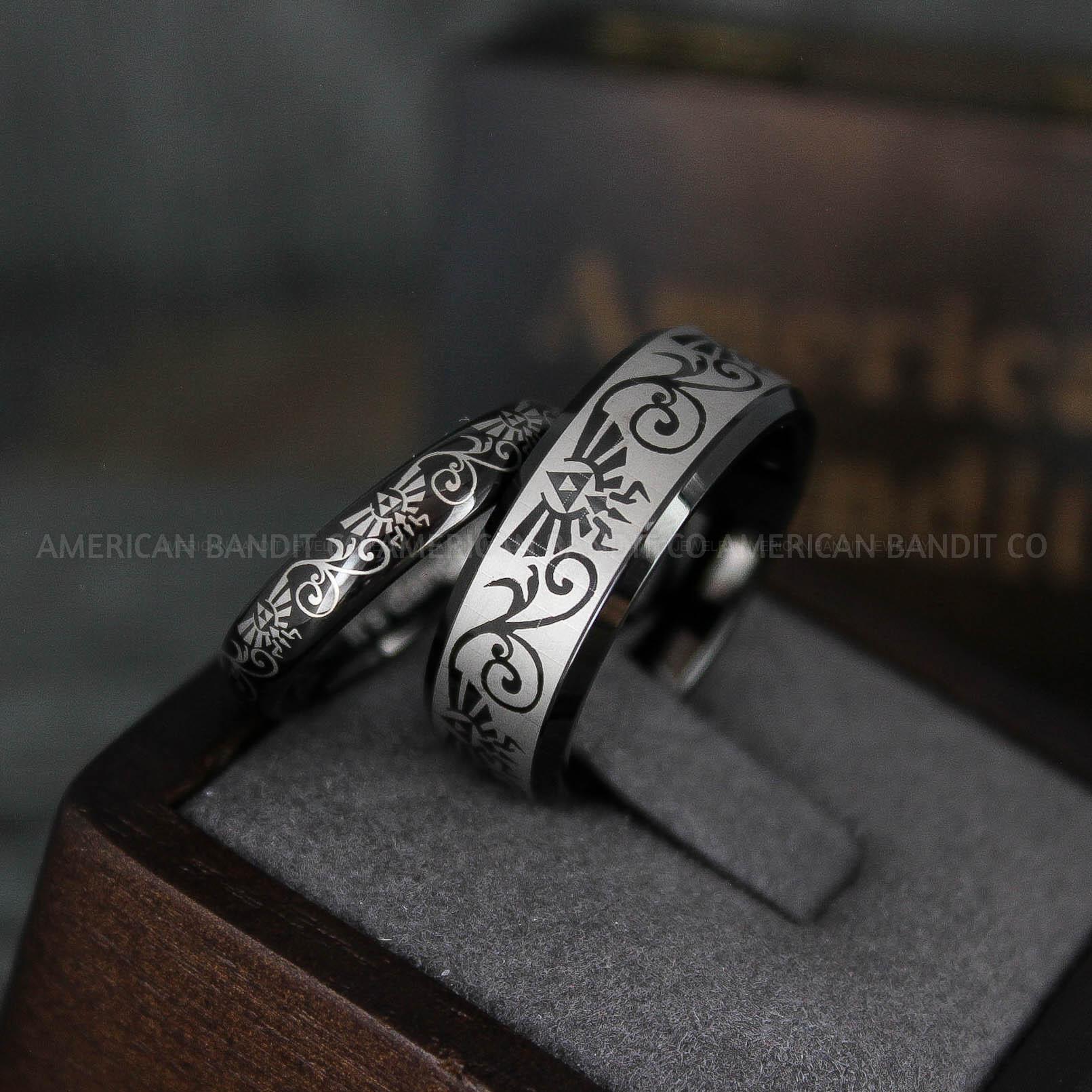 IMG_6008 Zelda Rings, Zelda Wedding Rings, Gamer Rings, Gamer Jewelry, Zelda Wedding Bands, Gamer Wedding Rings, Black Wedding Rings - Image 1
