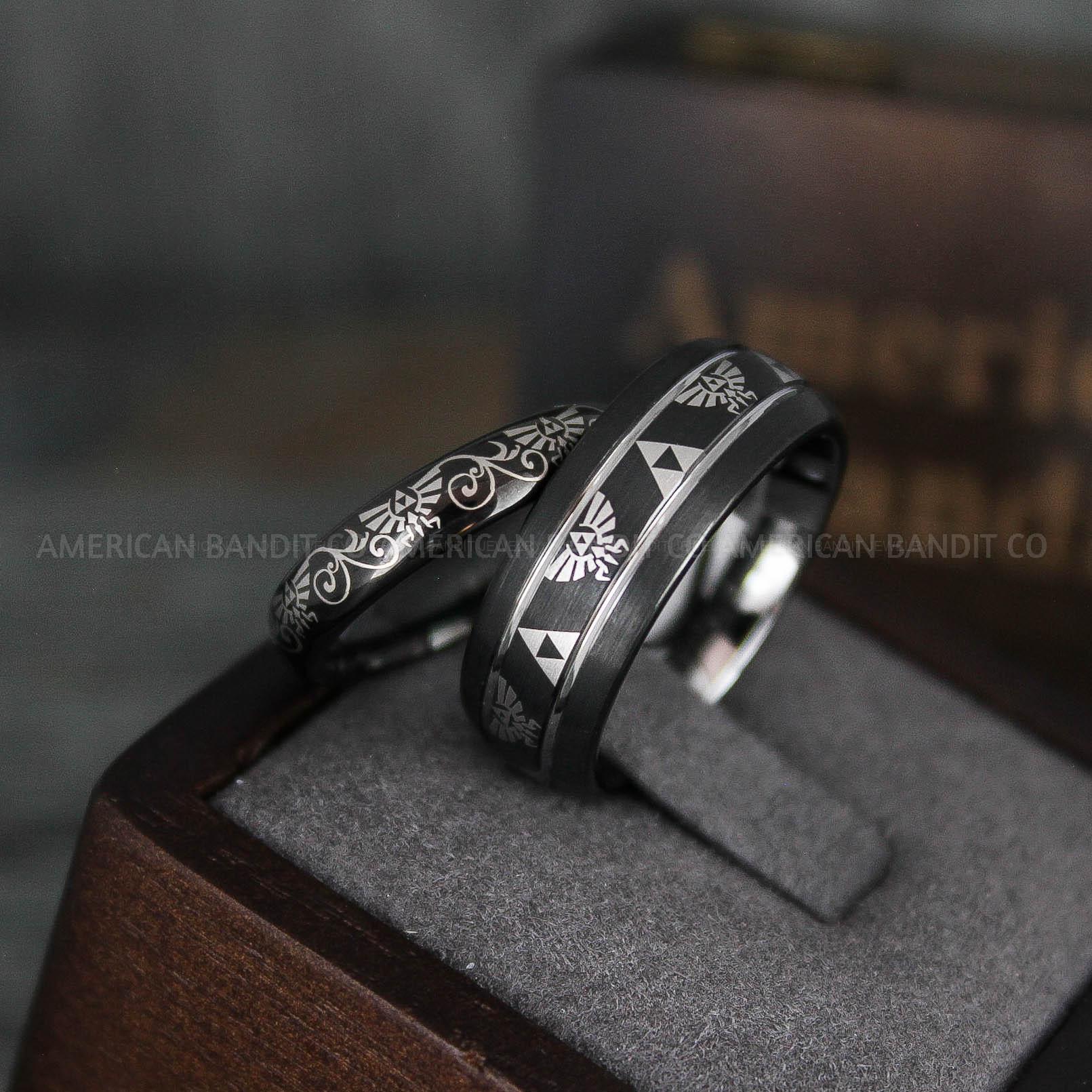 IMG_6014 Zelda Ring, Zelda Wedding Ring, Gamer Ring, Gamer Jewelry, Zelda Wedding Band, Gamer Wedding Ring, Black Wedding Ring - Image 1