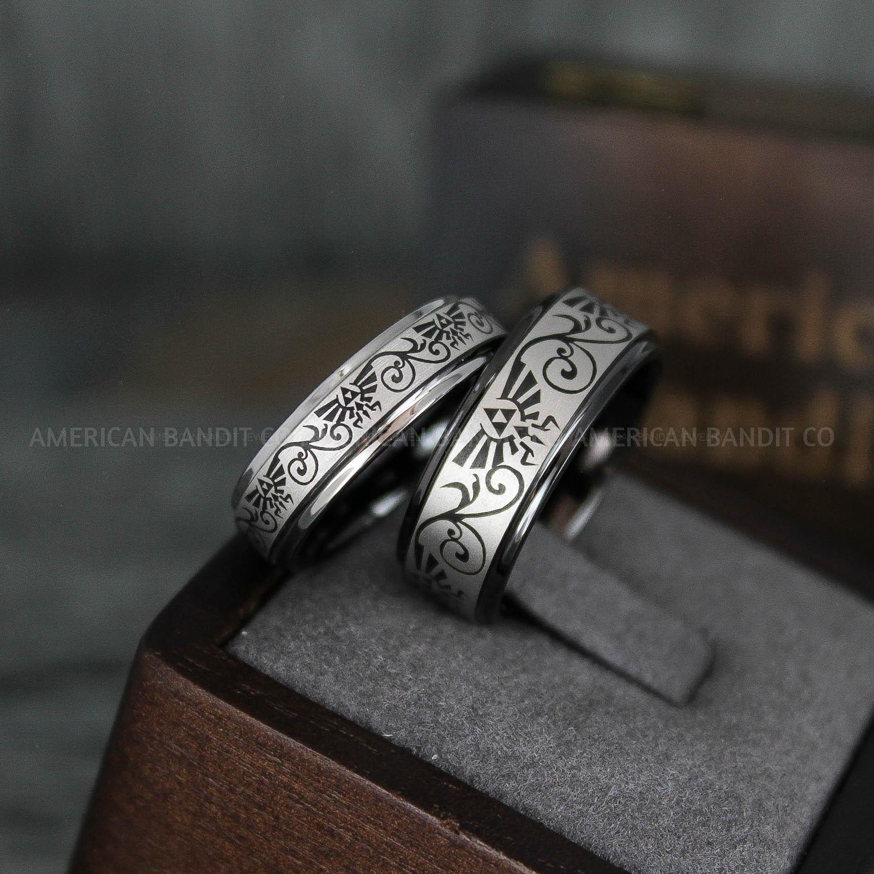 IMG_6022 Zelda Rings, Zelda Wedding Rings, Gamer Rings, Gamer Jewelry, Zelda Wedding Bands, Gamer Wedding Rings, Black Wedding Rings - Image 1