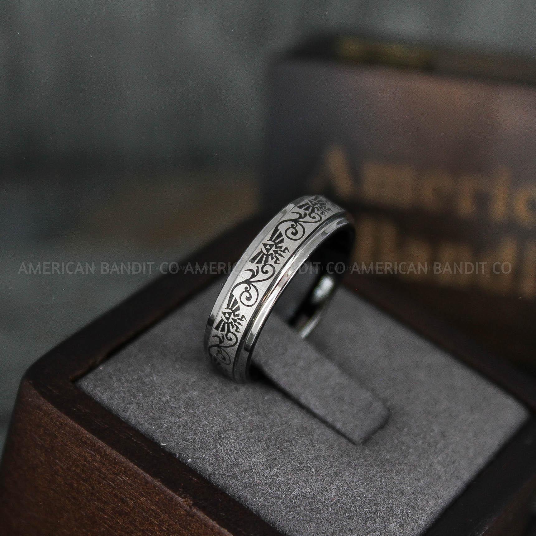 IMG_6024 Zelda Ring, Zelda Wedding Ring, Gamer Ring, Gamer Jewelry, Zelda Wedding Band, Gamer Wedding Ring, Black Wedding Ring - Image 1