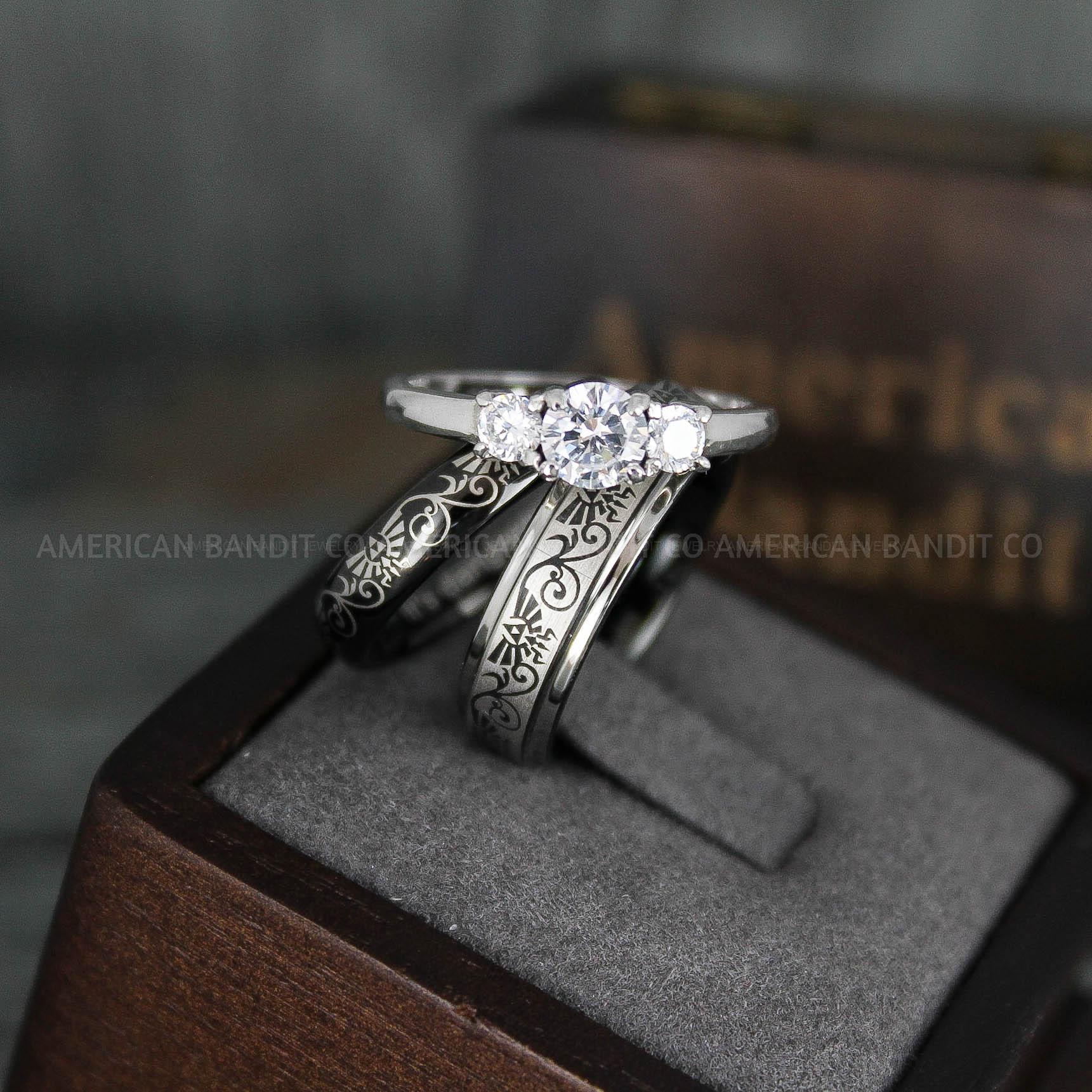 IMG_6026 Zelda Rings, Zelda Wedding Rings, Gamer Rings, Gamer Jewelry, Zelda Wedding Bands, Gamer Wedding Rings, Black Wedding Rings - Image 1