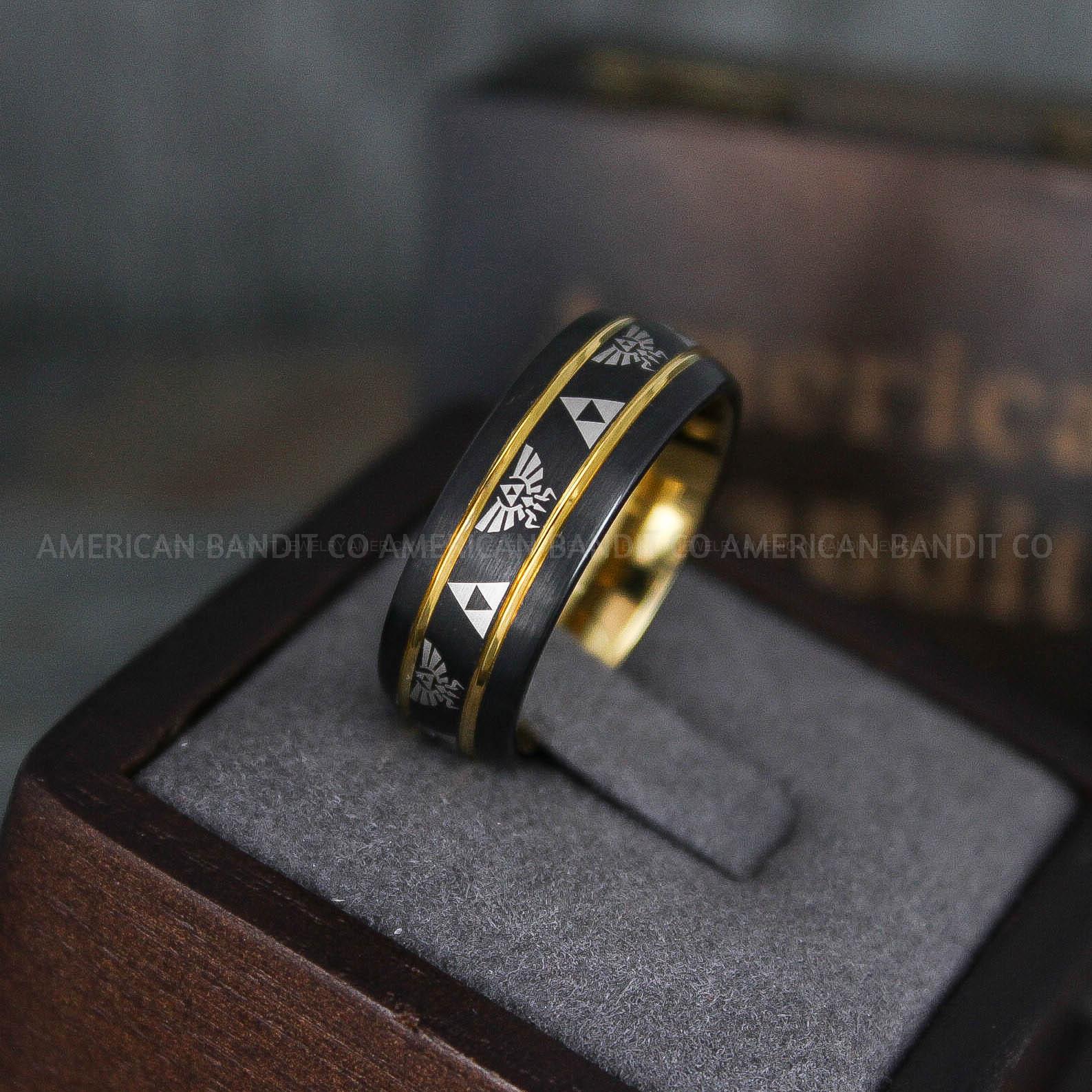 IMG_6031 Zelda Ring, Zelda Wedding Ring, Gamer Ring, Gamer Jewelry, Zelda Wedding Band, Gamer Wedding Ring, Black Wedding Ring - Image 1