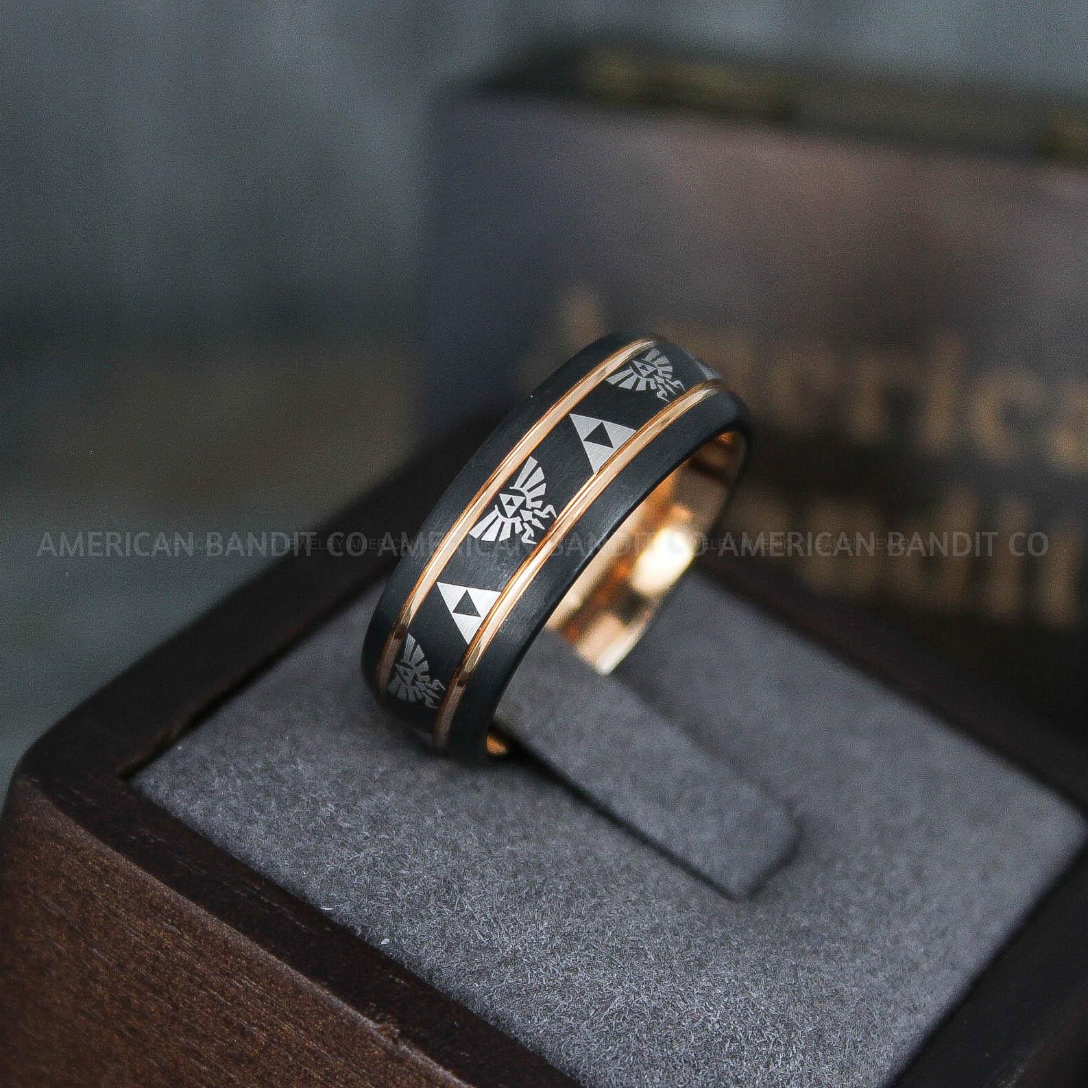 IMG_6032 Zelda Ring, Zelda Wedding Ring, Gamer Ring, Gamer Jewelry, Zelda Wedding Band, Gamer Wedding Ring, Black Wedding Ring - Image 1