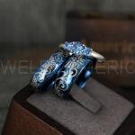 Zelda Rings, Zelda Wedding Rings, Gamer Rings, Gamer Jewelry, Zelda Wedding Bands, Gamer Wedding Rings, Blue Wedding Rings