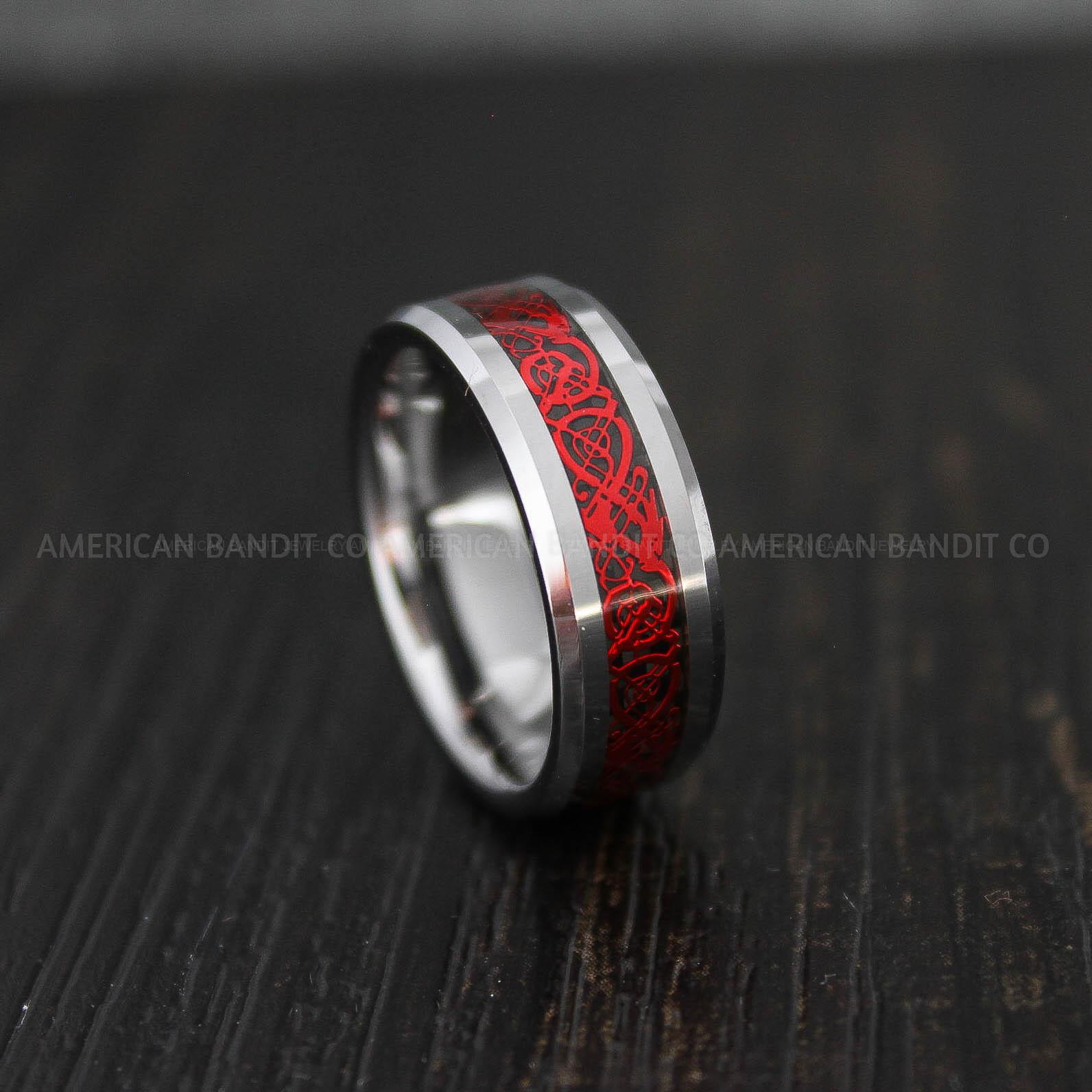 IMG_2590-2 Vikings Ring, Dragon Ring, Dragon Scroll Ring, Vikings Wedding Band, Black Wedding Band - Image 1