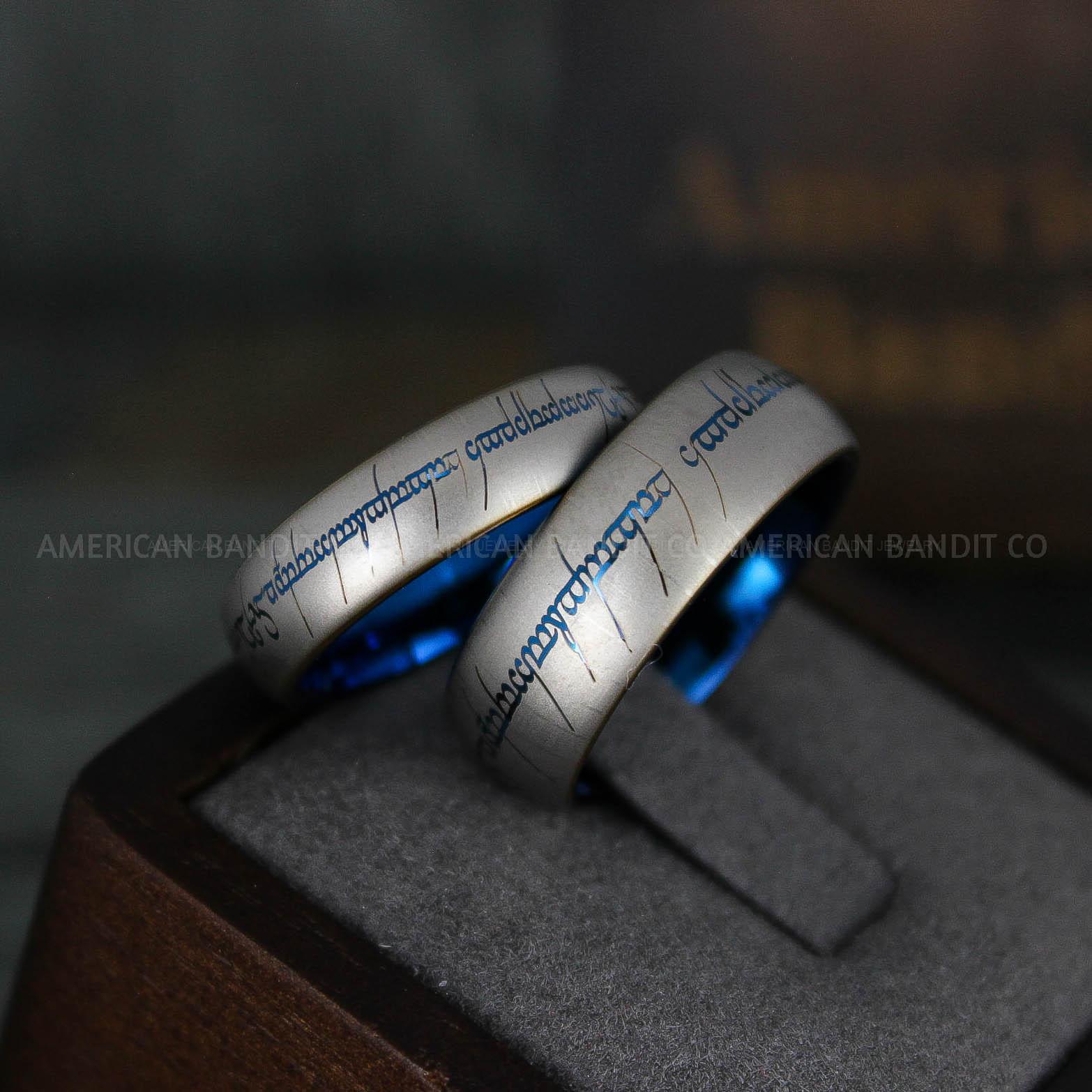 IMG_6058 Elvish Rings, Elvish Wedding Rings, Elvish Wedding Bands, Elvish Jewelry, Blue Wedding Rings - Image 1