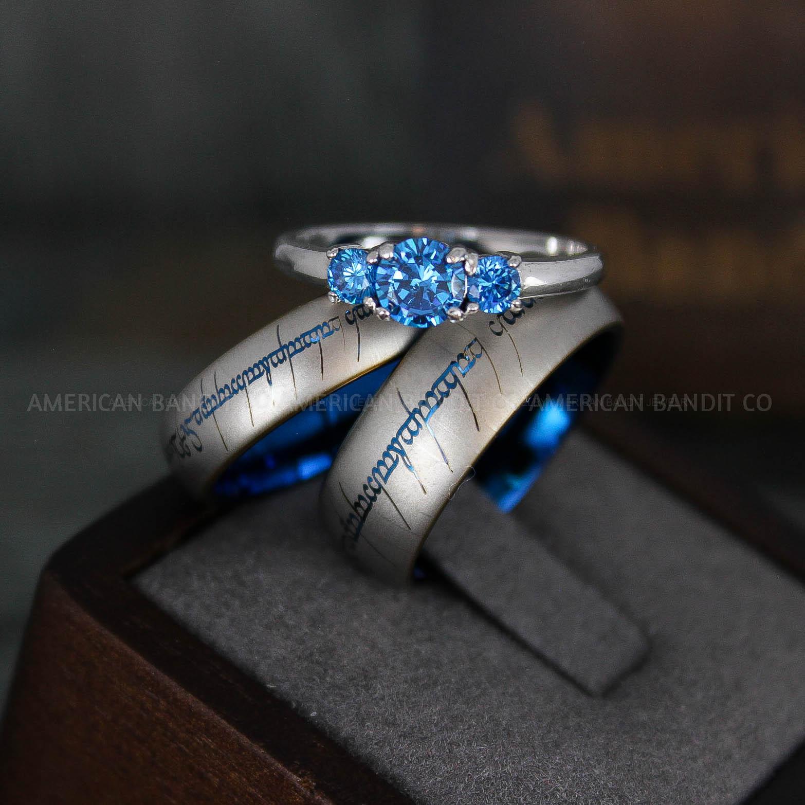 IMG_6059 Elvish Rings, Elvish Wedding Rings, Elvish Wedding Bands, Elvish Jewelry, Blue Wedding Rings - Image 1
