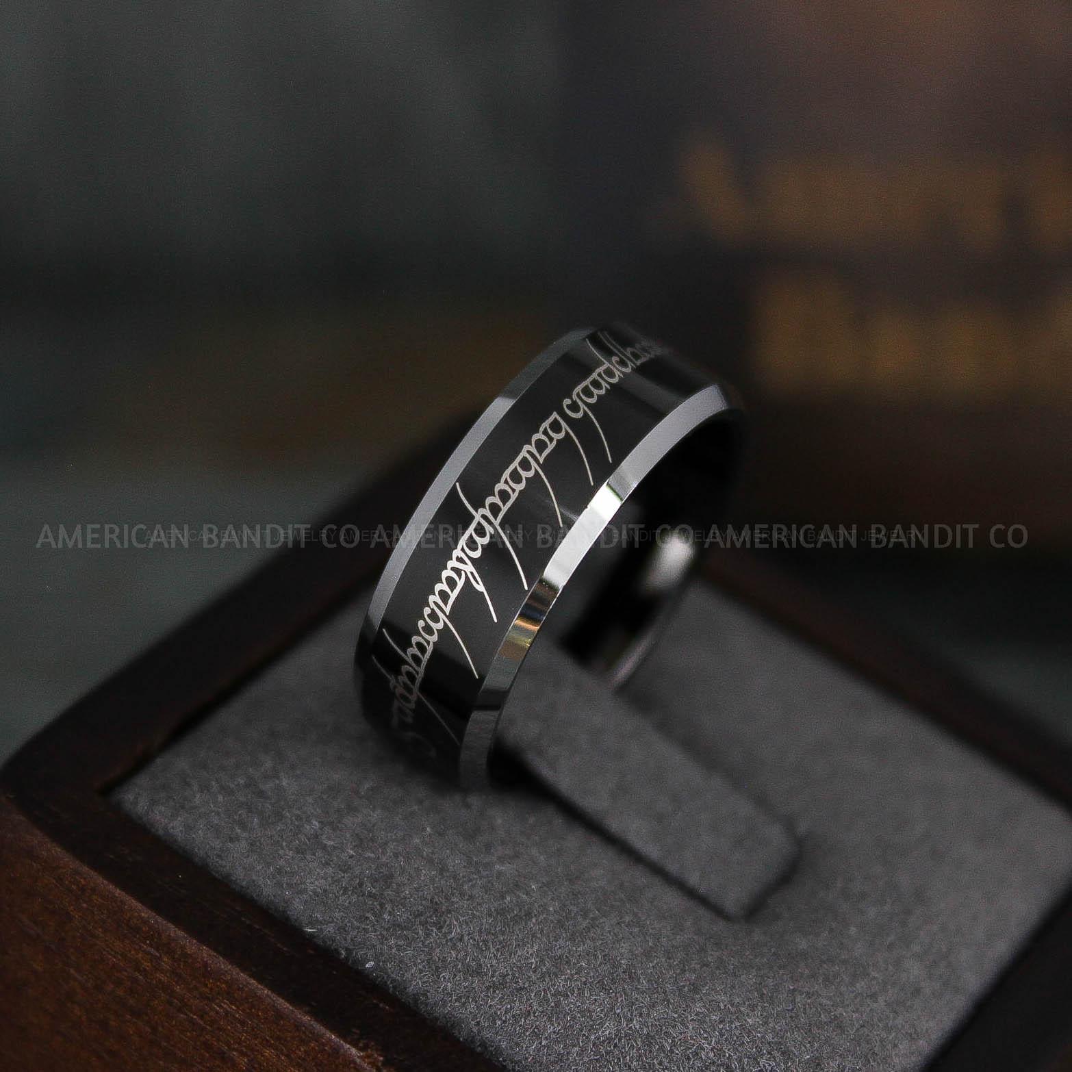 IMG_6060 Elvish Ring, Elvish Wedding Ring, Elvish Wedding Band, Elvish Jewelry, Black Wedding Ring - Image 1