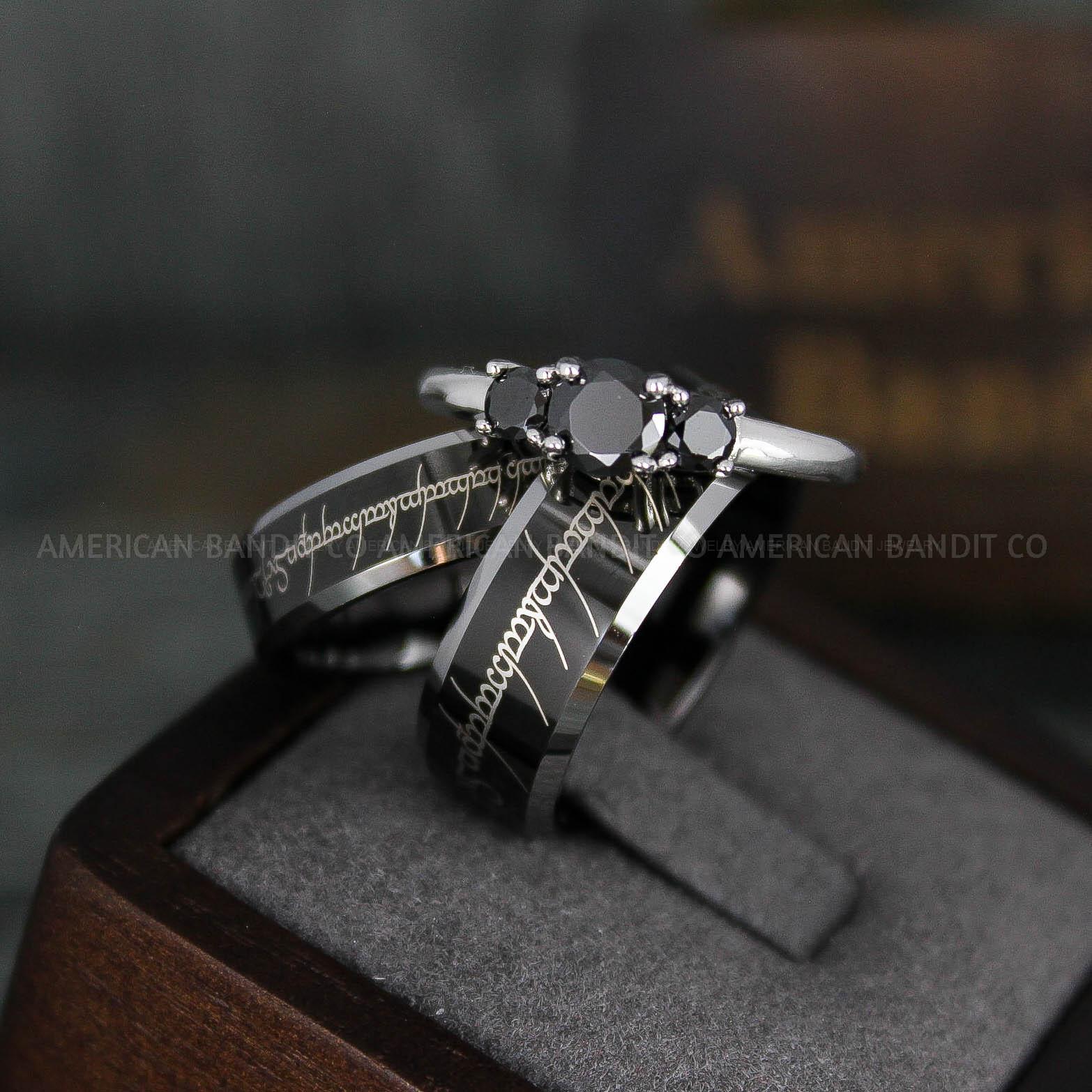 IMG_6064 Elvish Rings, Elvish Wedding Rings, Elvish Wedding Bands, Elvish Jewelry, Black Wedding Rings - Image 1