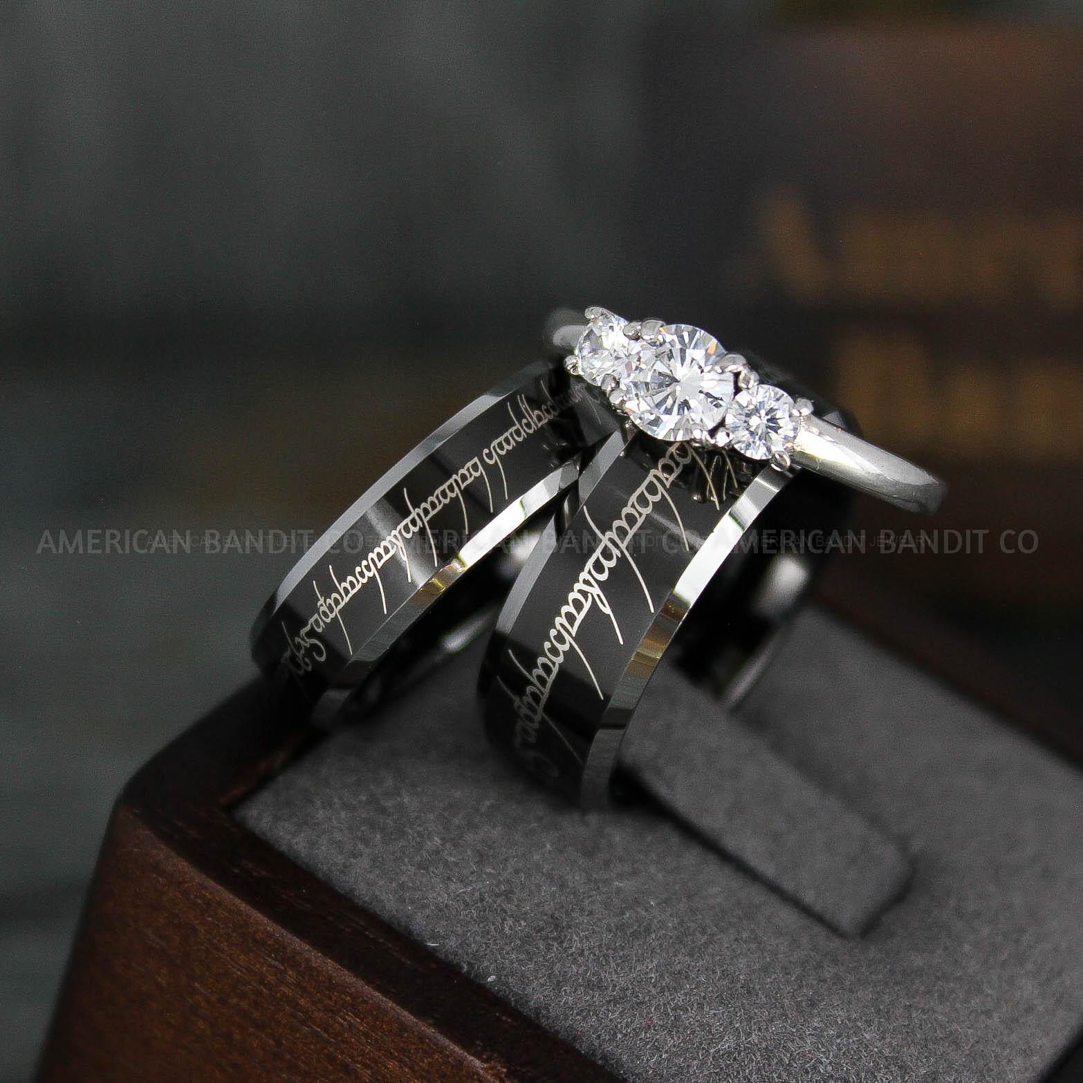 IMG_6065 Elvish Rings, Elvish Wedding Rings, Elvish Wedding Bands, Elvish Jewelry, Black Wedding Rings - Image 1