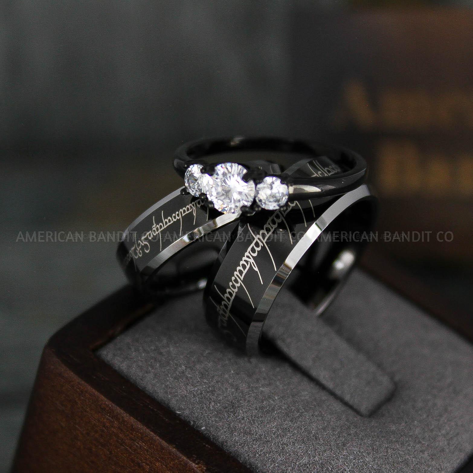 IMG_6067 Elvish Rings, Elvish Wedding Rings, Elvish Wedding Bands, Elvish Jewelry, Black Wedding Rings - Image 1