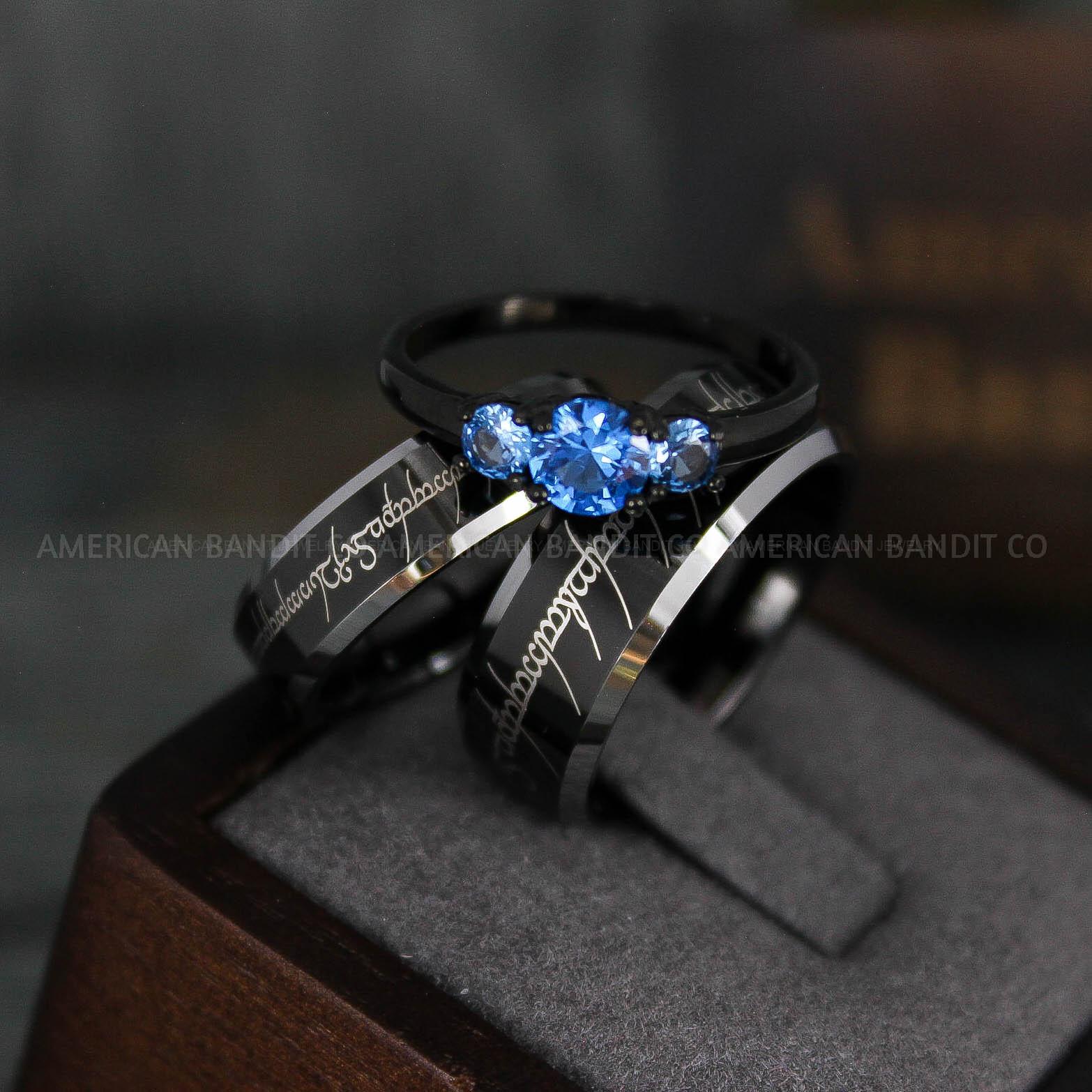IMG_6069 Elvish Rings, Elvish Wedding Rings, Elvish Wedding Bands, Elvish Jewelry, Black Wedding Rings - Image 1