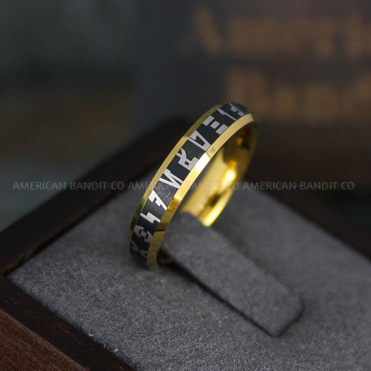 IMG_6083 Aurebesh Ring, Aurebesh Wedding Band, Black Wedding Band, Aurebesh Wedding Ring, Aurebesh Jewelry - Image 1