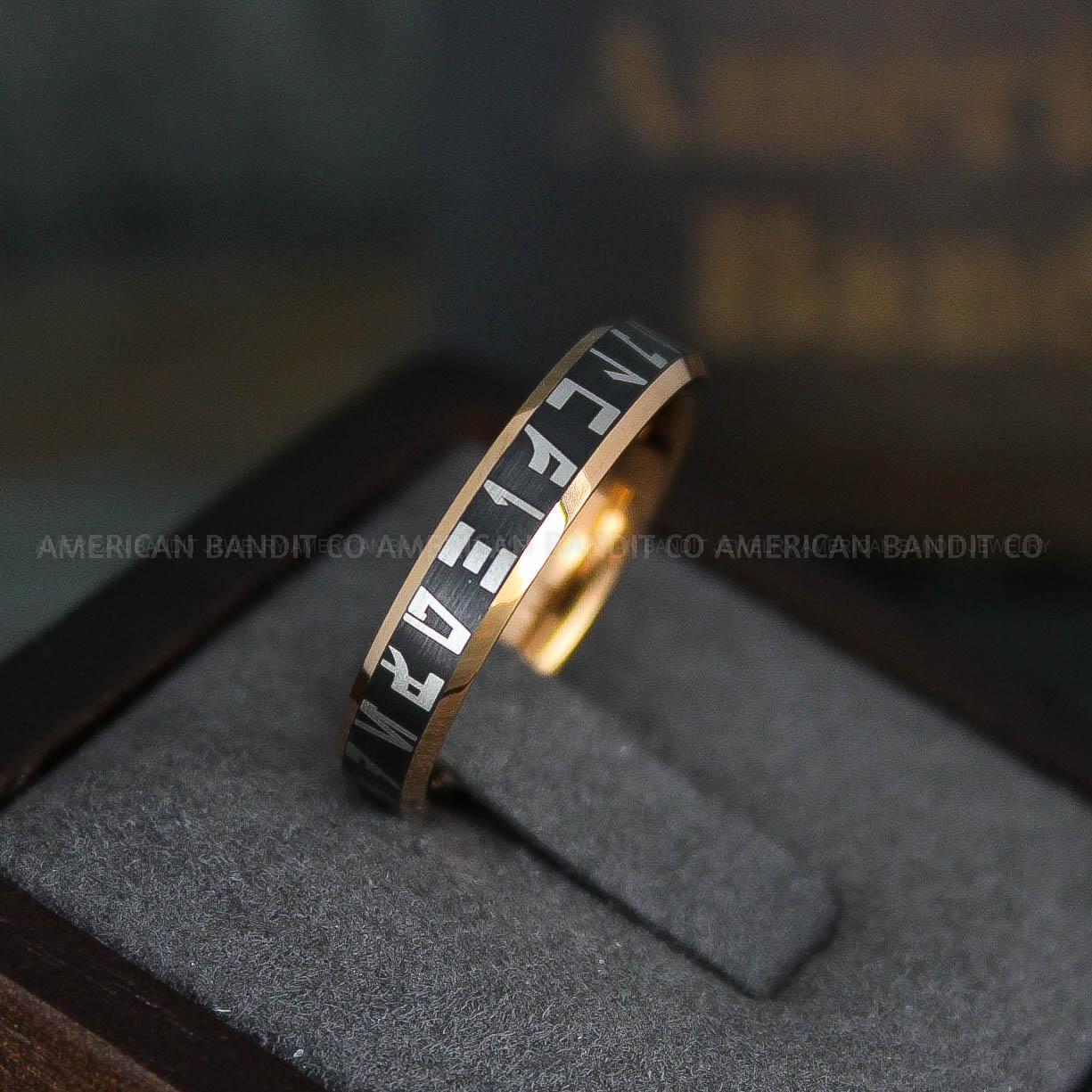 IMG_6085 Aurebesh Ring, Aurebesh Wedding Band, Black Wedding Band, Aurebesh Wedding Ring, Aurebesh Jewelry - Image 1