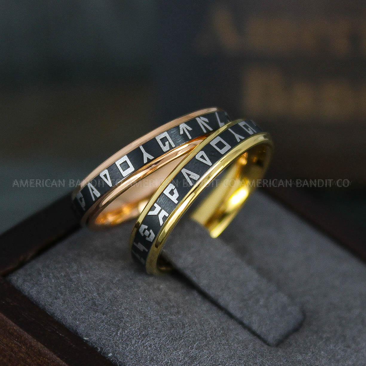 IMG_6087 Aurebesh Rings, Aurebesh Wedding Bands, Black Wedding Bands, Aurebesh Wedding Rings, Aurebesh Jewelry - Image 1