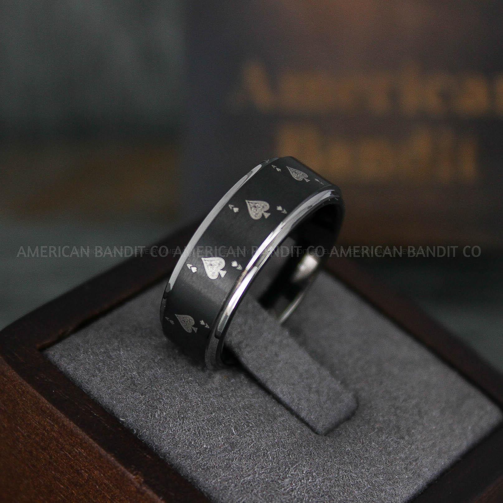 IMG_6108 Ace of Spades Rings, Poker Rings, Blackjack Rings, Poker Jewelry, Spade Rings, Spade Wedding Bands - Image 1