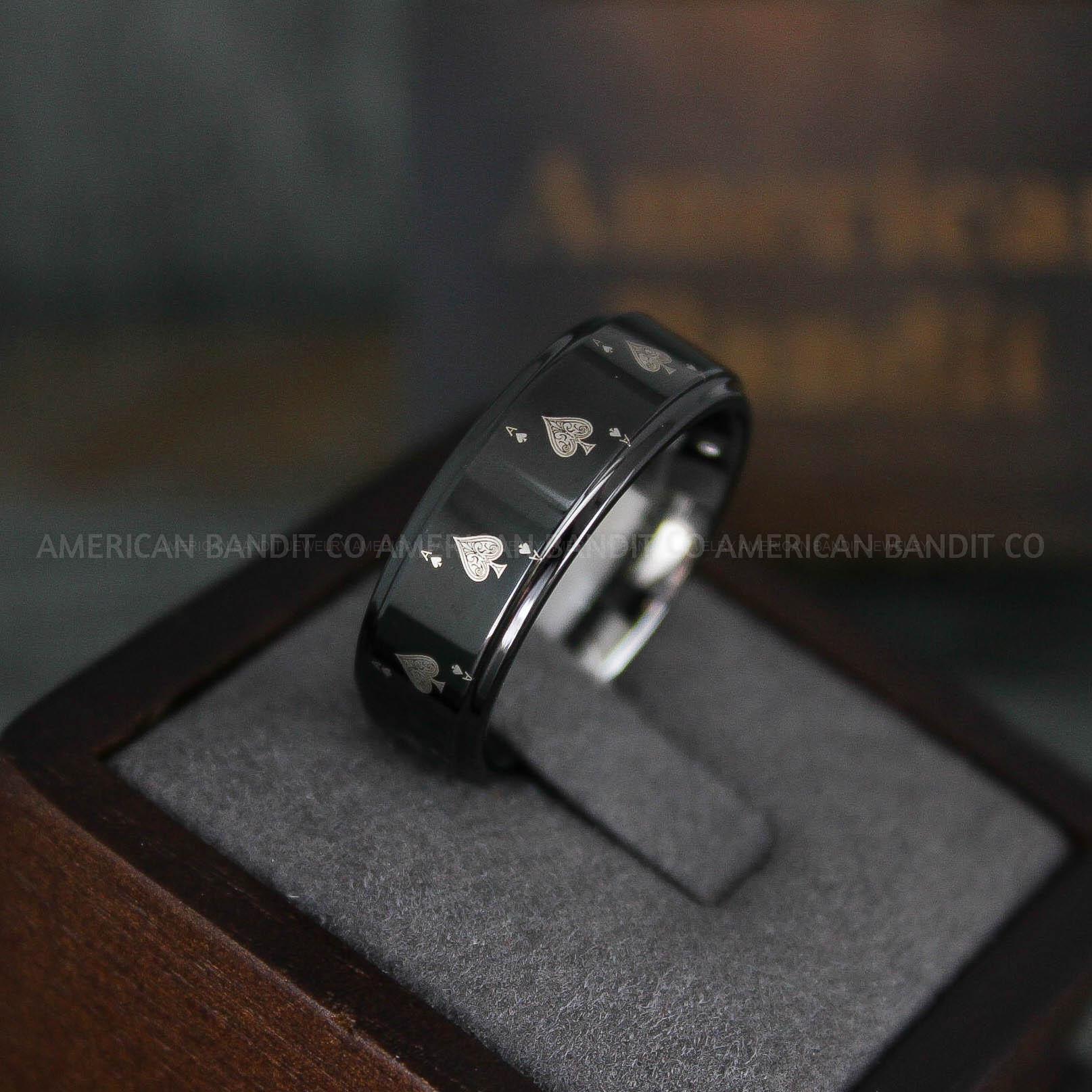 IMG_6109 Ace of Spades Rings, Poker Rings, Blackjack Rings, Poker Jewelry, Spade Rings, Spade Wedding Band - Image 1