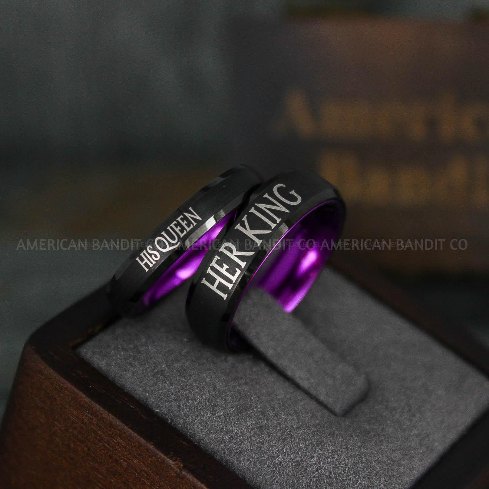 IMG_6119 Her King His Queen Rings, King and Queen Rings, Couple Rings, Couple Wedding Bands - Image 1