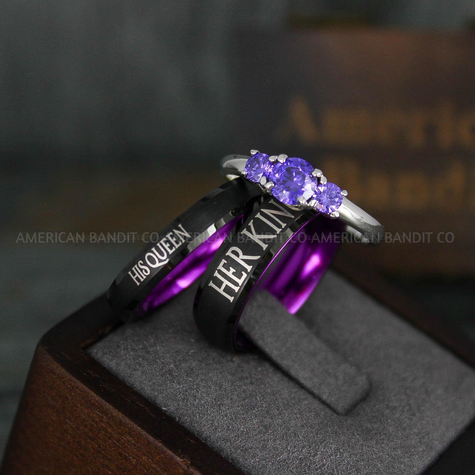 IMG_6121 Her King His Queen Rings, King and Queen Rings, Couple Rings, Couple Wedding Bands - Image 1