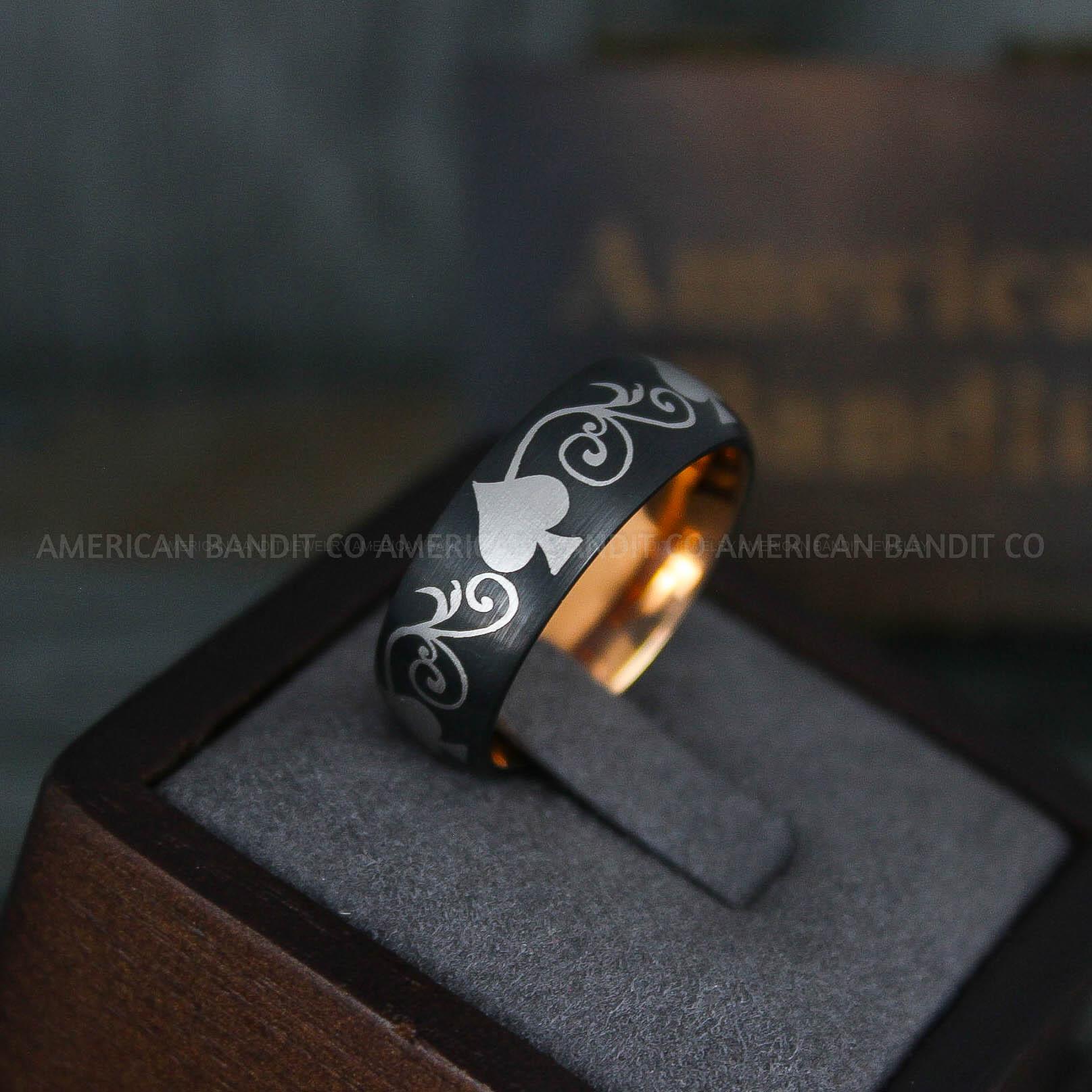 IMG_6123 Ace of Spades Ring, Poker Ring, Blackjack Ring, Poker Jewelry, Spade Ring, Spade Wedding Band - Image 1