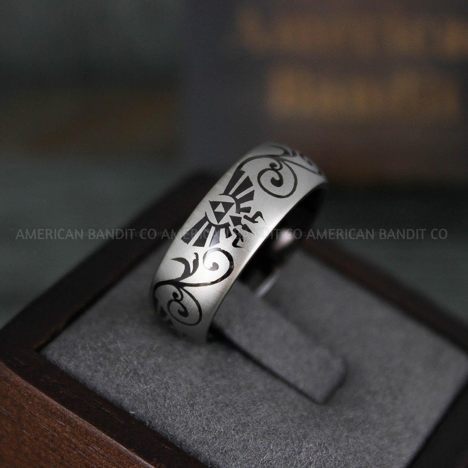 IMG_6131 Zelda Ring, Zelda Wedding Ring, Gamer Ring, Gamer Jewelry, Zelda Wedding Band, Gamer Wedding Ring, Black Wedding Ring - Image 1