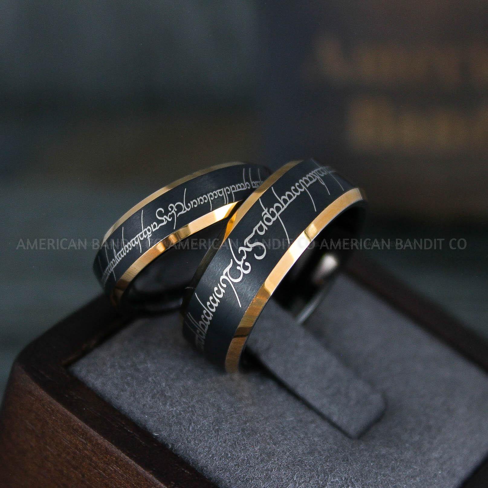 IMG_6140 Elvish Rings, Elvish Wedding Rings, Elvish Wedding Bands, Elvish Jewelry, Black Wedding Rings - Image 1