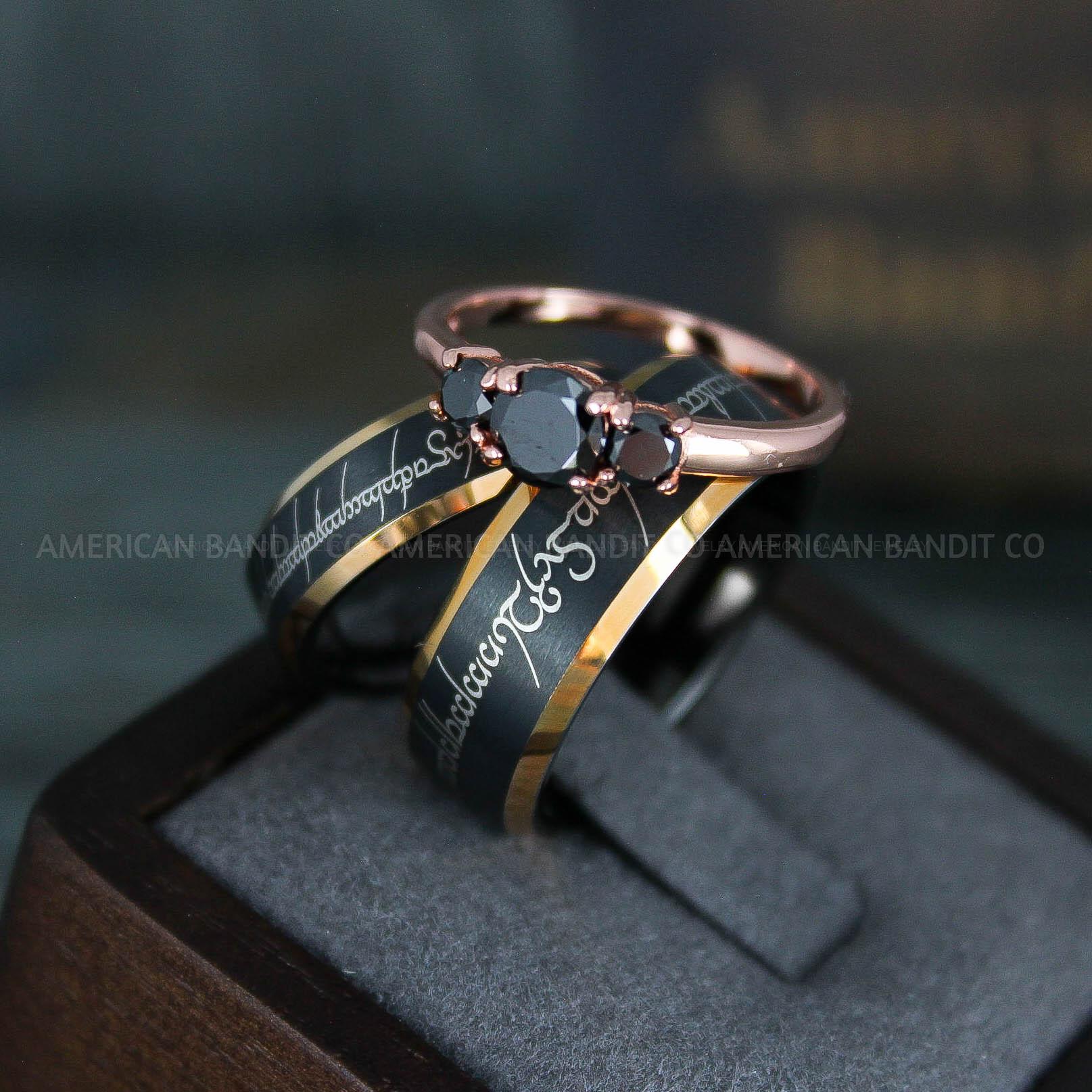 IMG_6141 Elvish Rings, Elvish Wedding Rings, Elvish Wedding Bands, Elvish Jewelry, Black Wedding Rings - Image 1