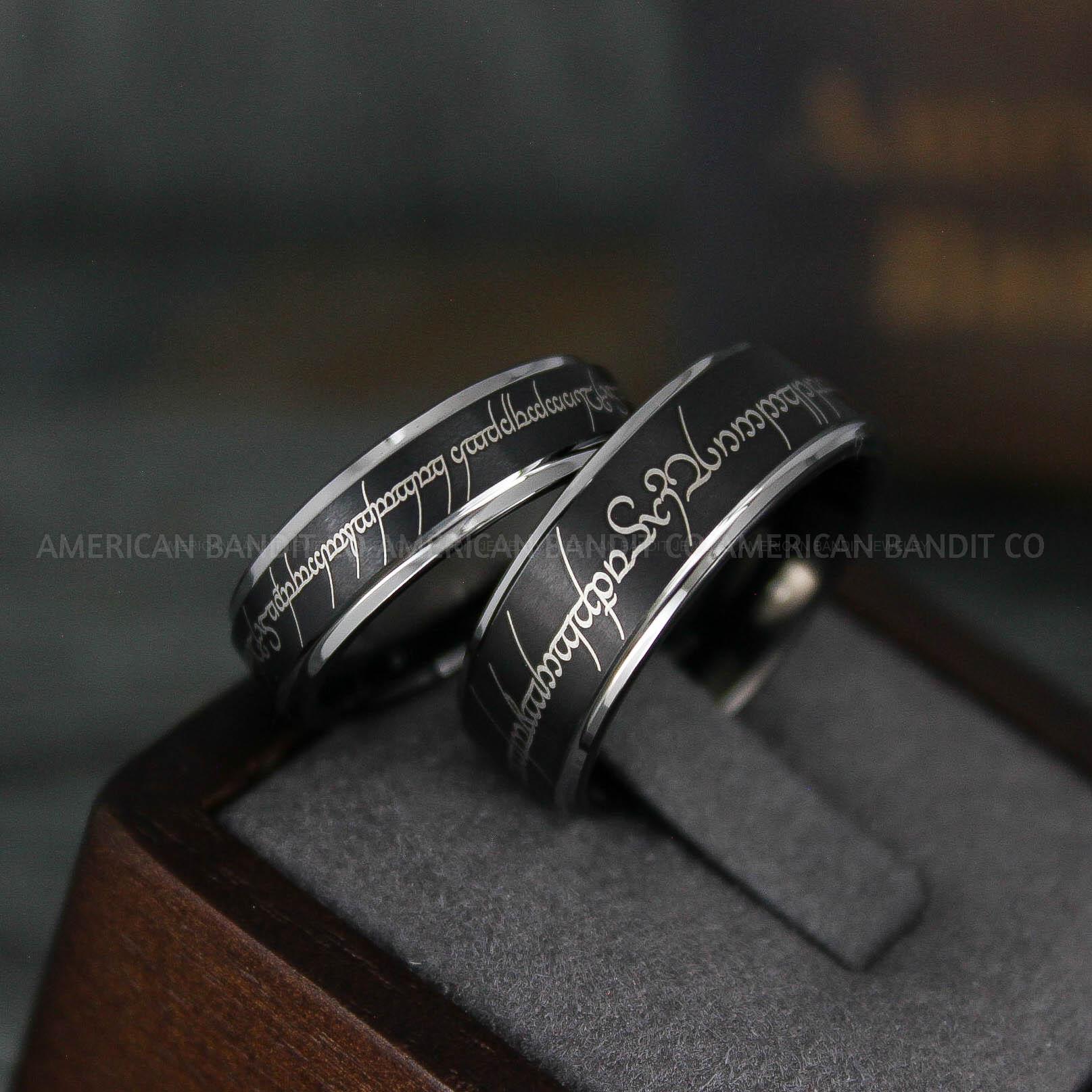 IMG_6144 Elvish Rings, Elvish Wedding Rings, Elvish Wedding Bands, Elvish Jewelry, Black Wedding Rings - Image 1