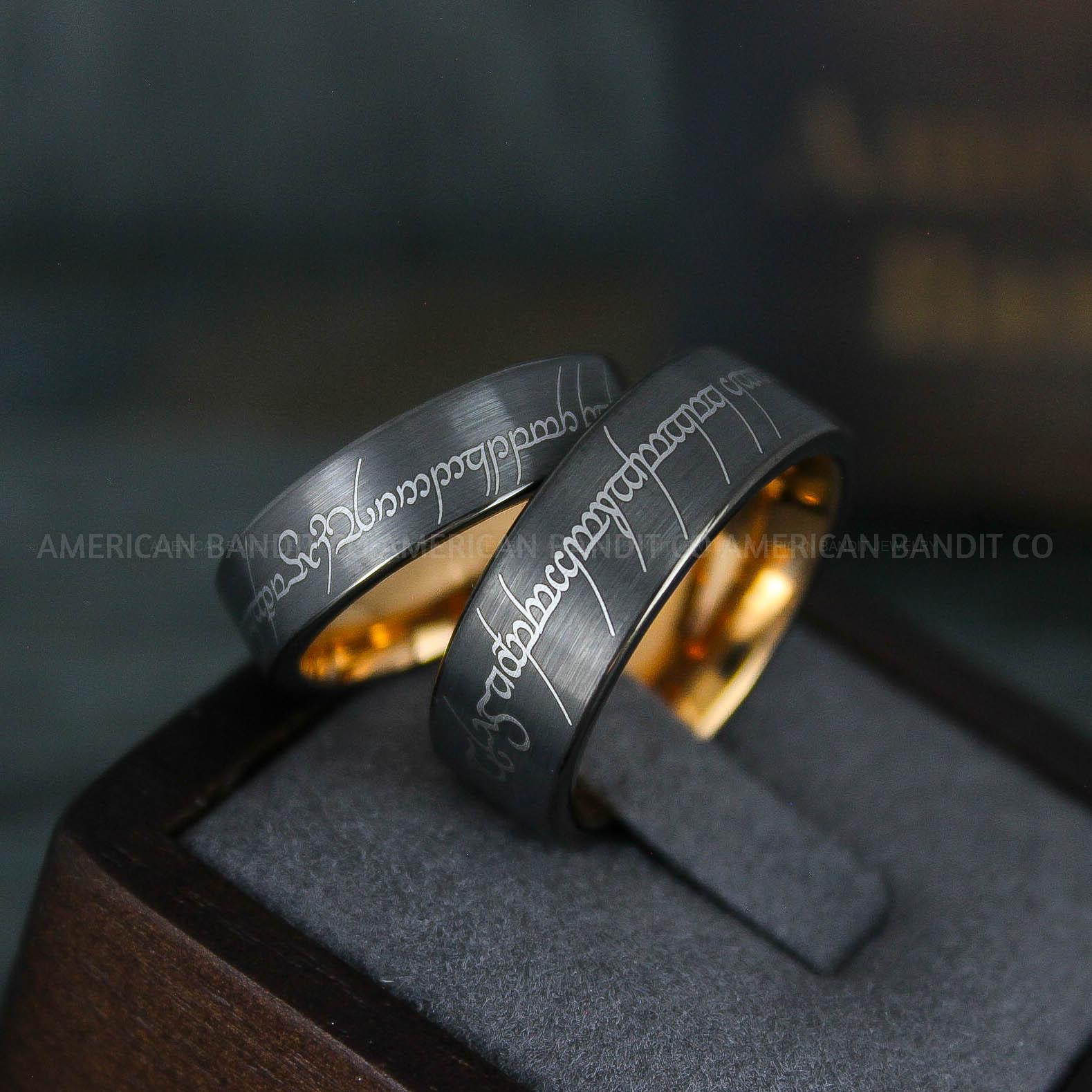 IMG_6157 Elvish Rings, Elvish Wedding Rings, Elvish Wedding Bands, Elvish Jewelry, Gunmetal Wedding Rings - Image 1
