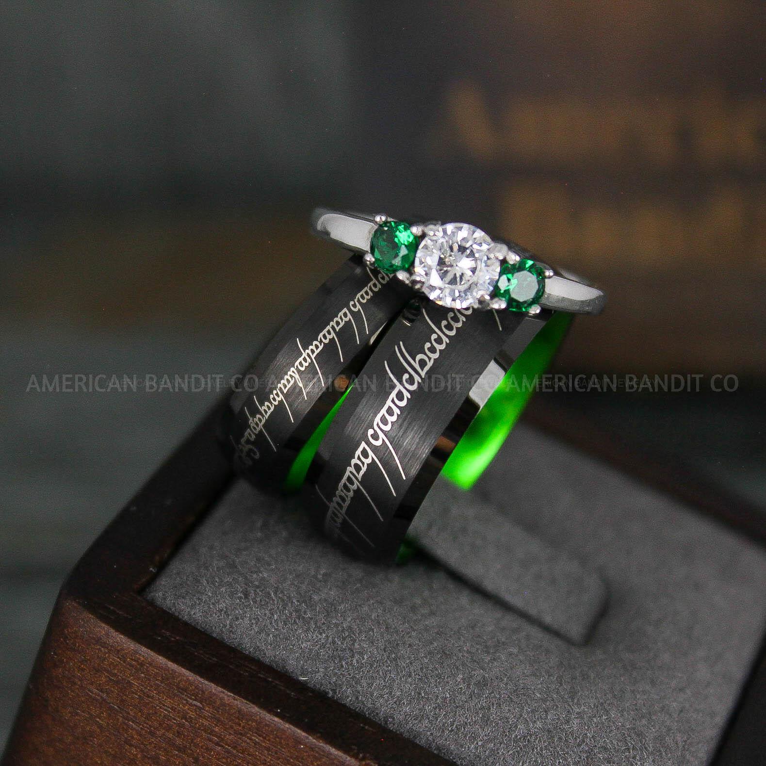 IMG_6165 Elvish Rings, Elvish Wedding Rings, Elvish Wedding Bands, Elvish Jewelry, Black Wedding Rings - Image 1