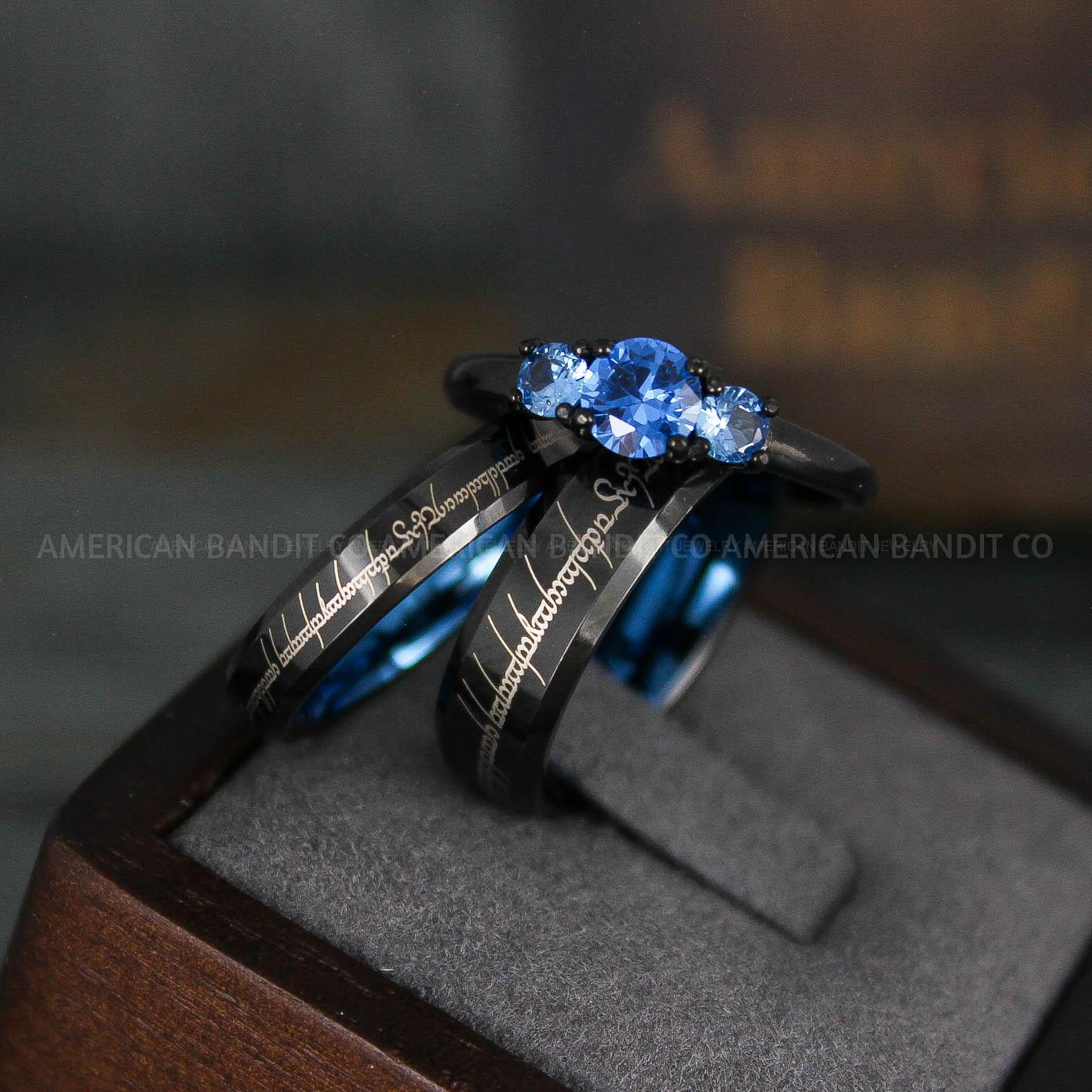 IMG_6170 Elvish Rings, Elvish Wedding Rings, Elvish Wedding Bands, Elvish Jewelry, Black Wedding Rings - Image 1