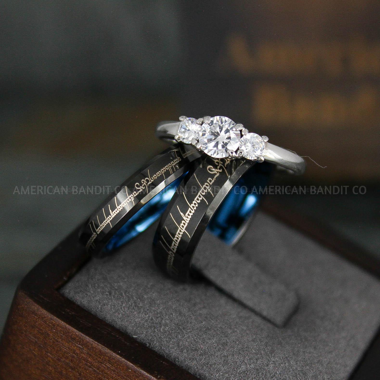 IMG_6172 Elvish Rings, Elvish Wedding Rings, Elvish Wedding Bands, Elvish Jewelry, Black Wedding Rings - Image 1