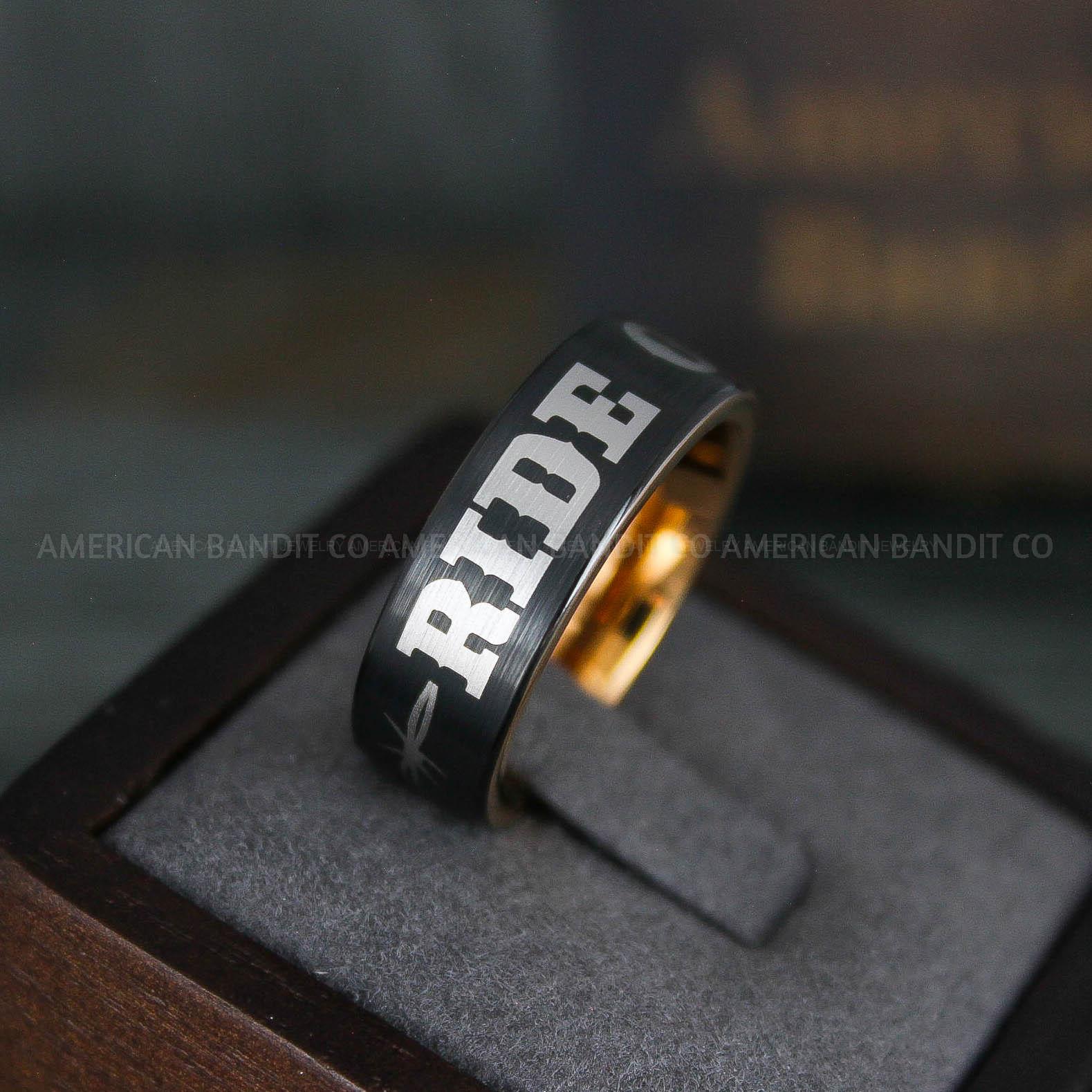 IMG_6173 Ride or Die Rings, Ride or Die, Ride or Die Wedding Rings, Ride or Die Wedding Bands, Black Wedding Rings, Black Wedding Bands, Biker Rings - Image 1