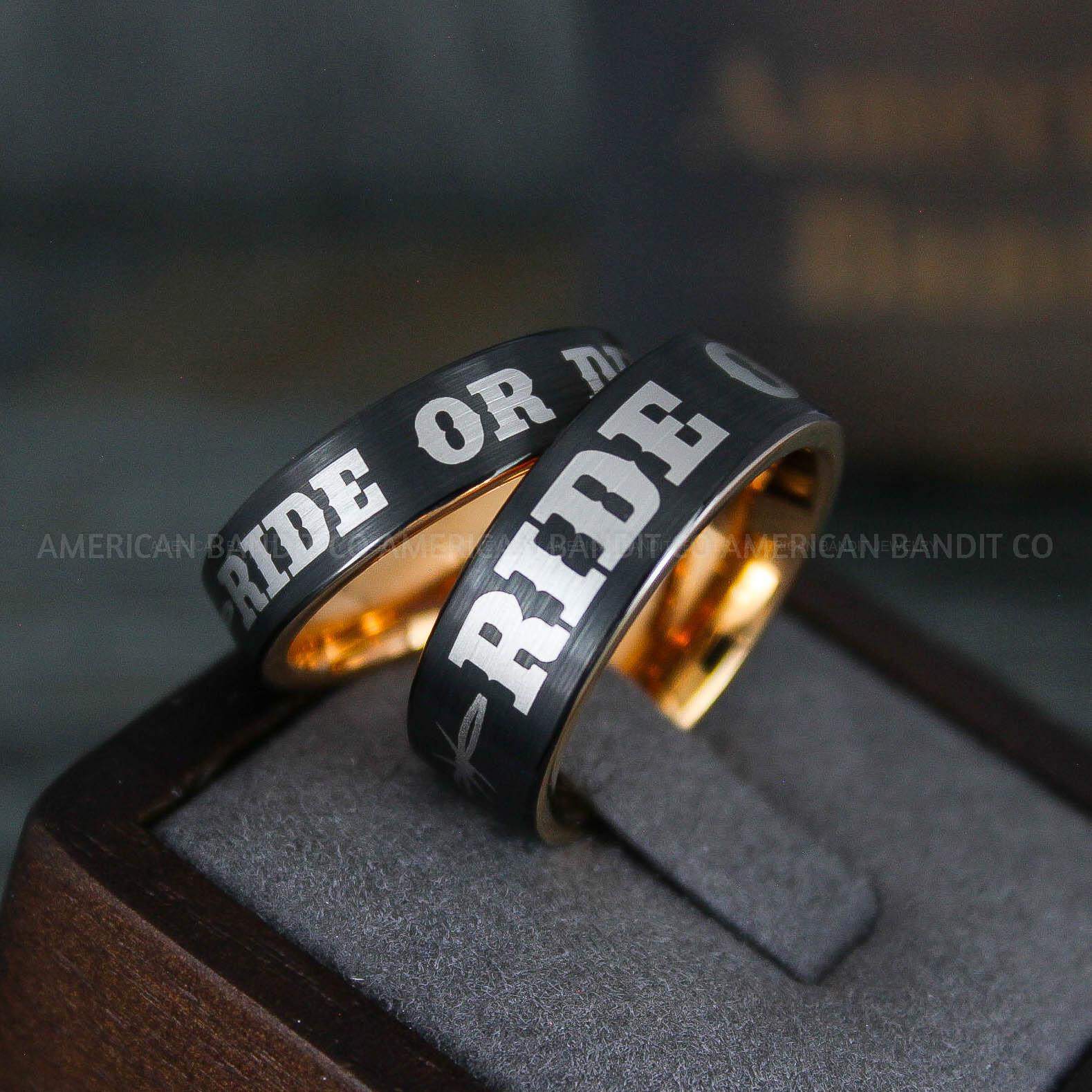 IMG_6175 Ride or Die Rings, Ride or Die, Ride or Die Wedding Rings, Ride or Die Wedding Bands, Black Wedding Rings, Black Wedding Bands, Biker Rings - Image 1