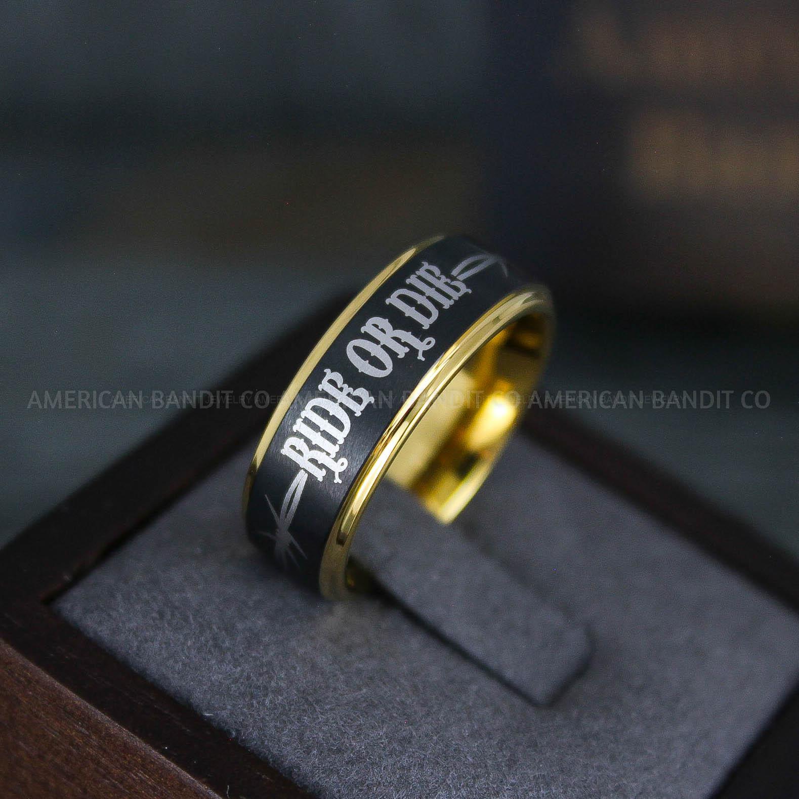 IMG_6178 Ride or Die Rings, Ride or Die, Ride or Die Wedding Rings, Ride or Die Wedding Bands, Black Wedding Rings, Black Wedding Bands, Biker Rings - Image 1