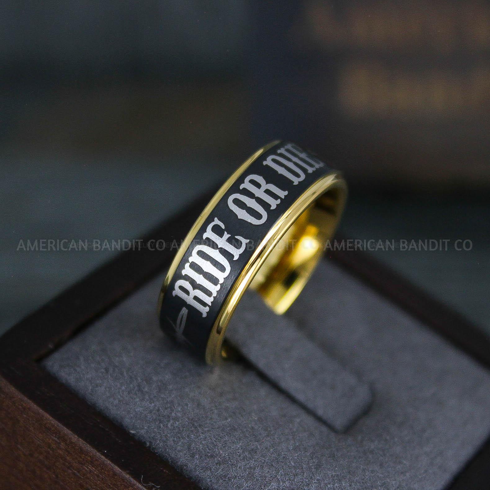 IMG_6181 Ride or Die Rings, Ride or Die, Ride or Die Wedding Rings, Ride or Die Wedding Bands, Black Wedding Rings, Black Wedding Bands, Biker Rings - Image 1