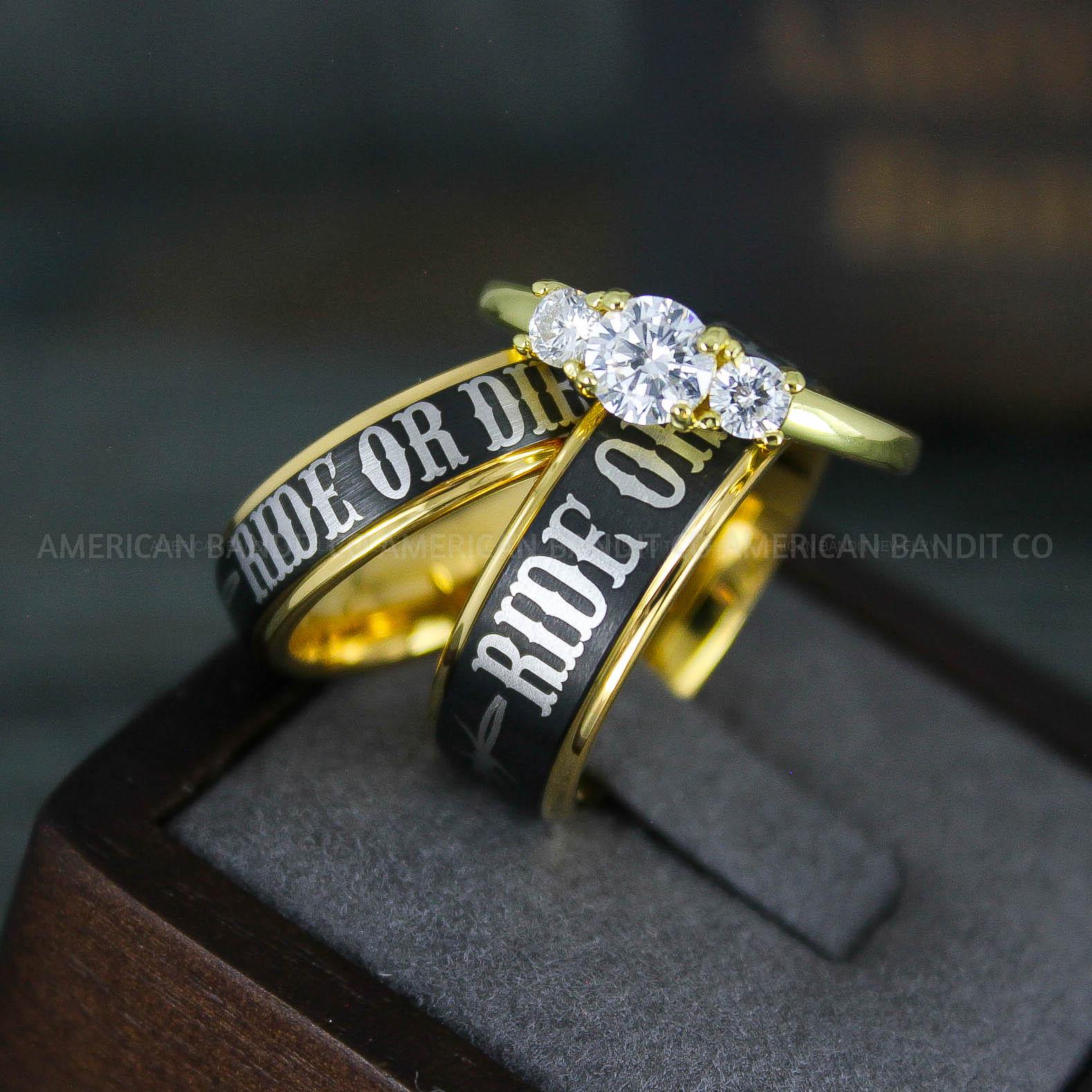 IMG_6183 Ride or Die Rings, Ride or Die, Ride or Die Wedding Rings, Ride or Die Wedding Bands, Black Wedding Rings, Black Wedding Bands, Biker Rings - Image 1