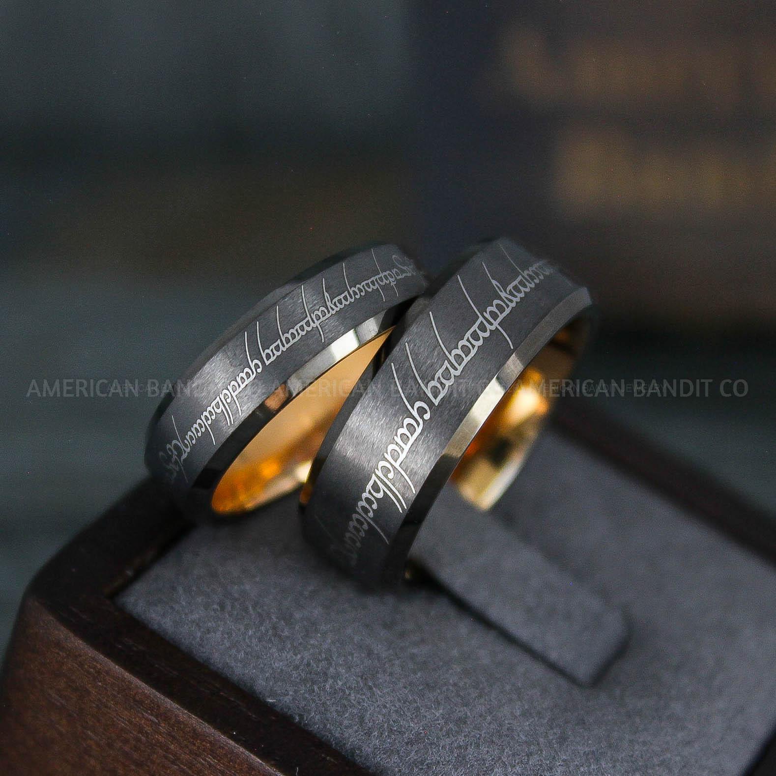 IMG_6189 Elvish Rings, Elvish Wedding Rings, Elvish Wedding Bands, Elvish Jewelry, Gunmetal Wedding Rings - Image 1