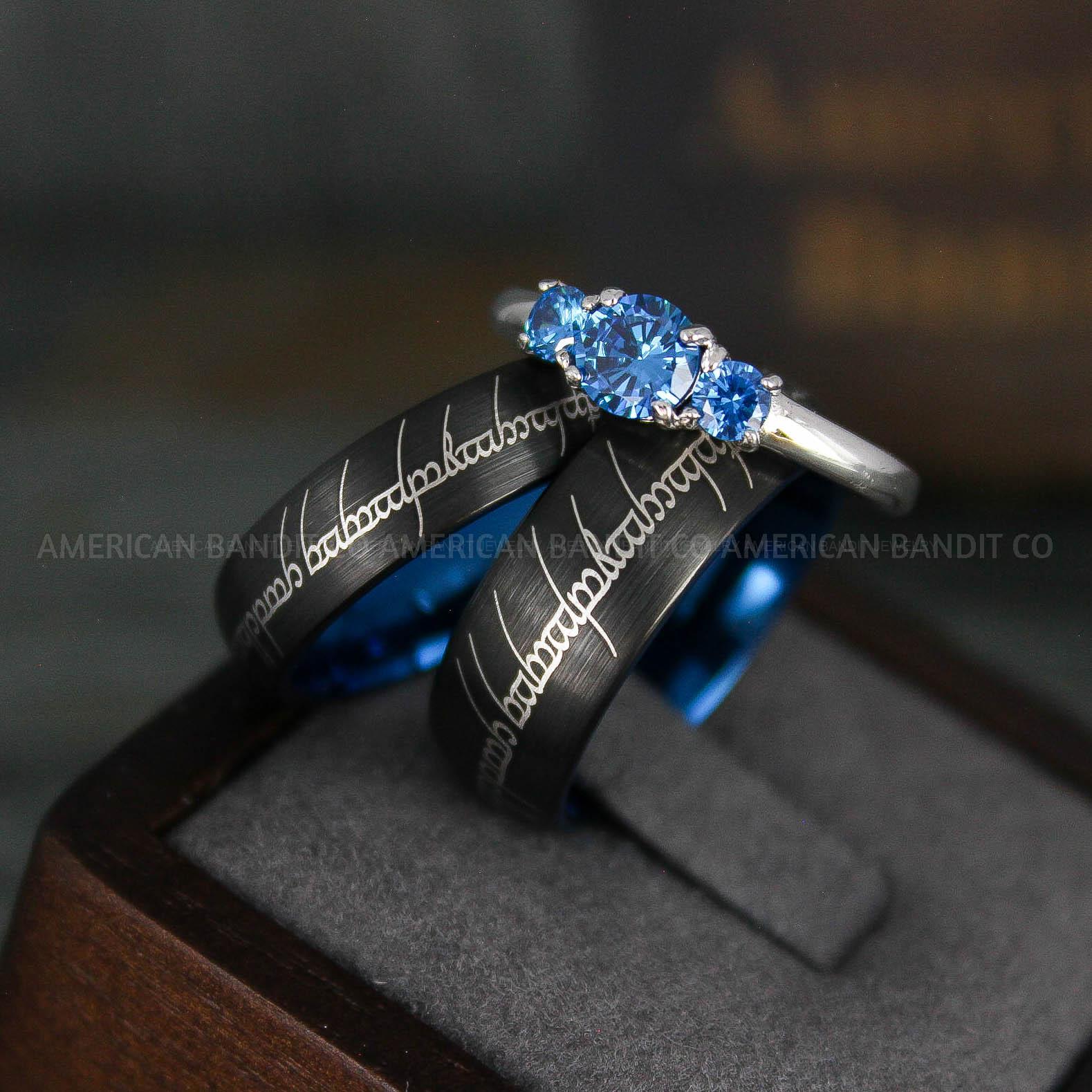 IMG_6193 Elvish Rings, Elvish Wedding Rings, Elvish Wedding Bands, Elvish Jewelry, Black Wedding Rings - Image 1