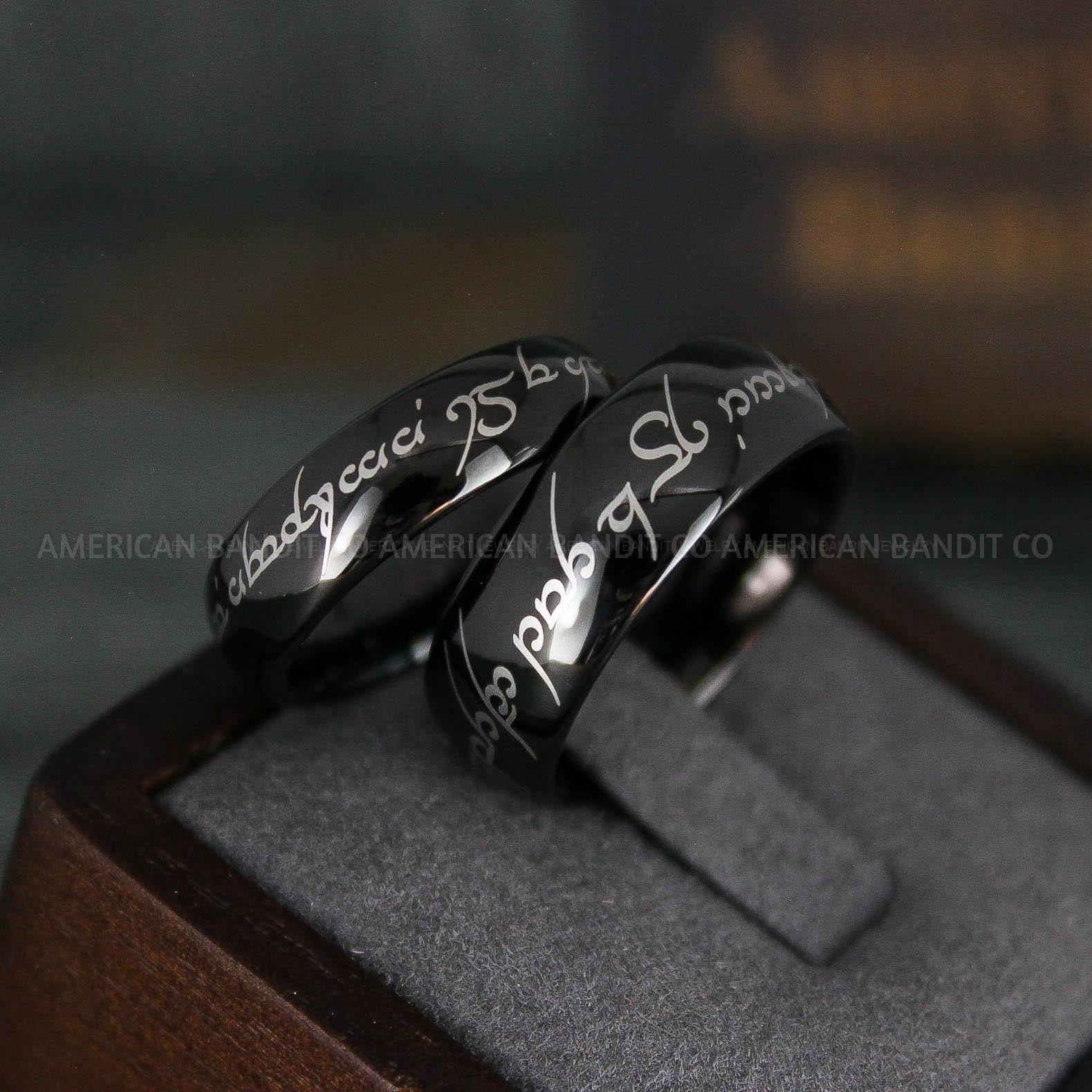 IMG_6197 Elvish Rings, Elvish Wedding Rings, Elvish Wedding Bands, Elvish Jewelry, Black Wedding Rings - Image 1