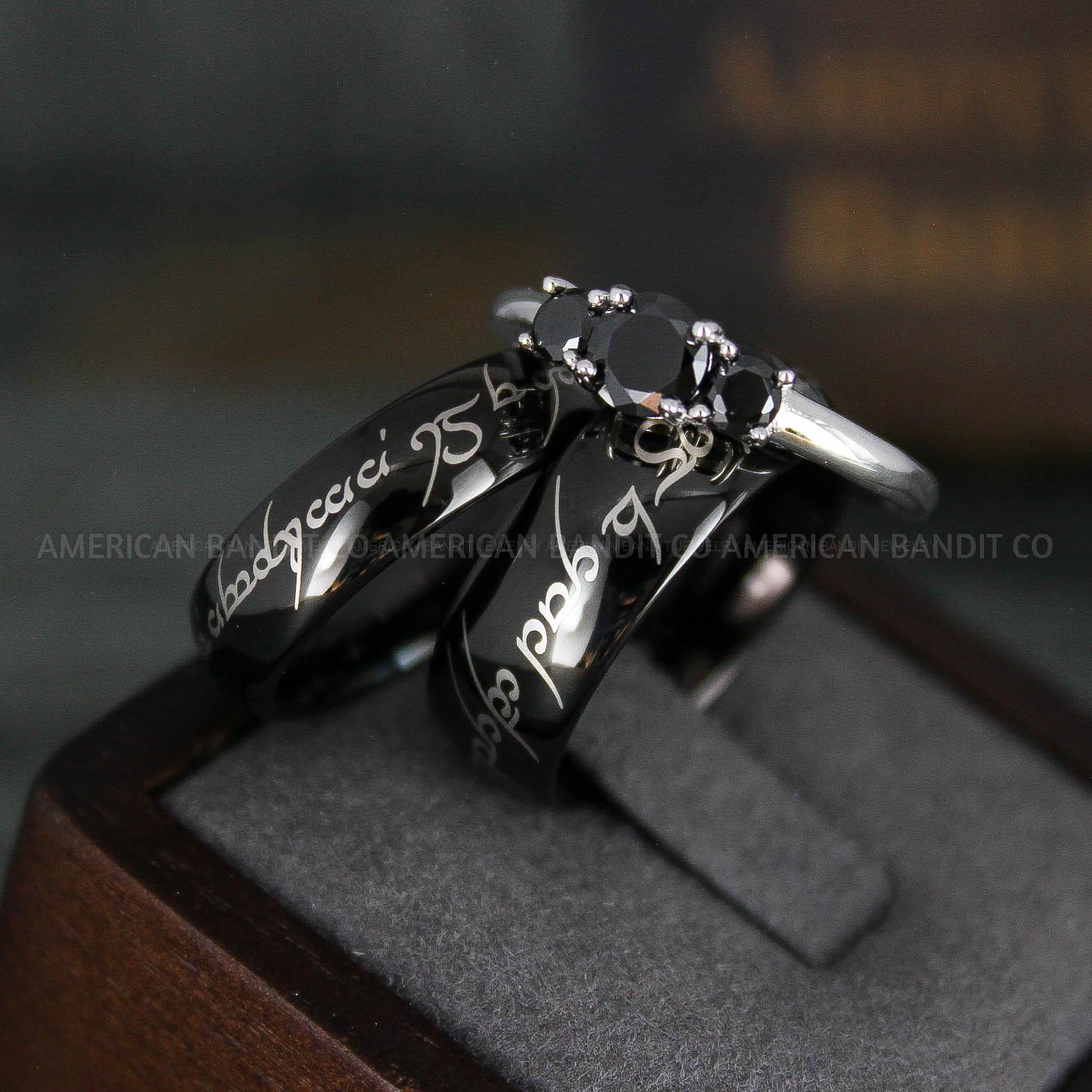 IMG_6198 Elvish Rings, Elvish Wedding Rings, Elvish Wedding Bands, Elvish Jewelry, Black Wedding Rings - Image 1