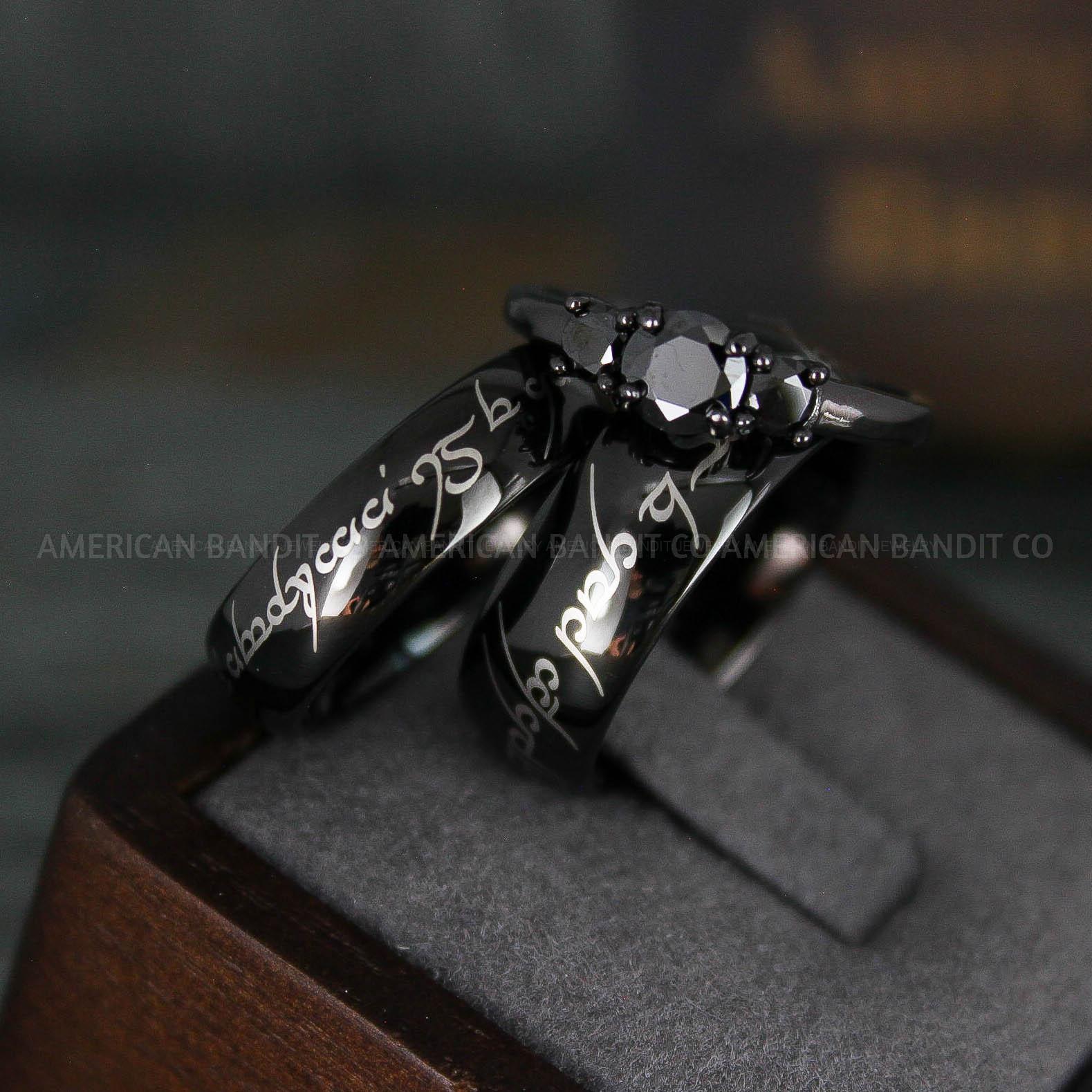 IMG_6202 Elvish Rings, Elvish Wedding Rings, Elvish Wedding Bands, Elvish Jewelry, Black Wedding Rings - Image 1